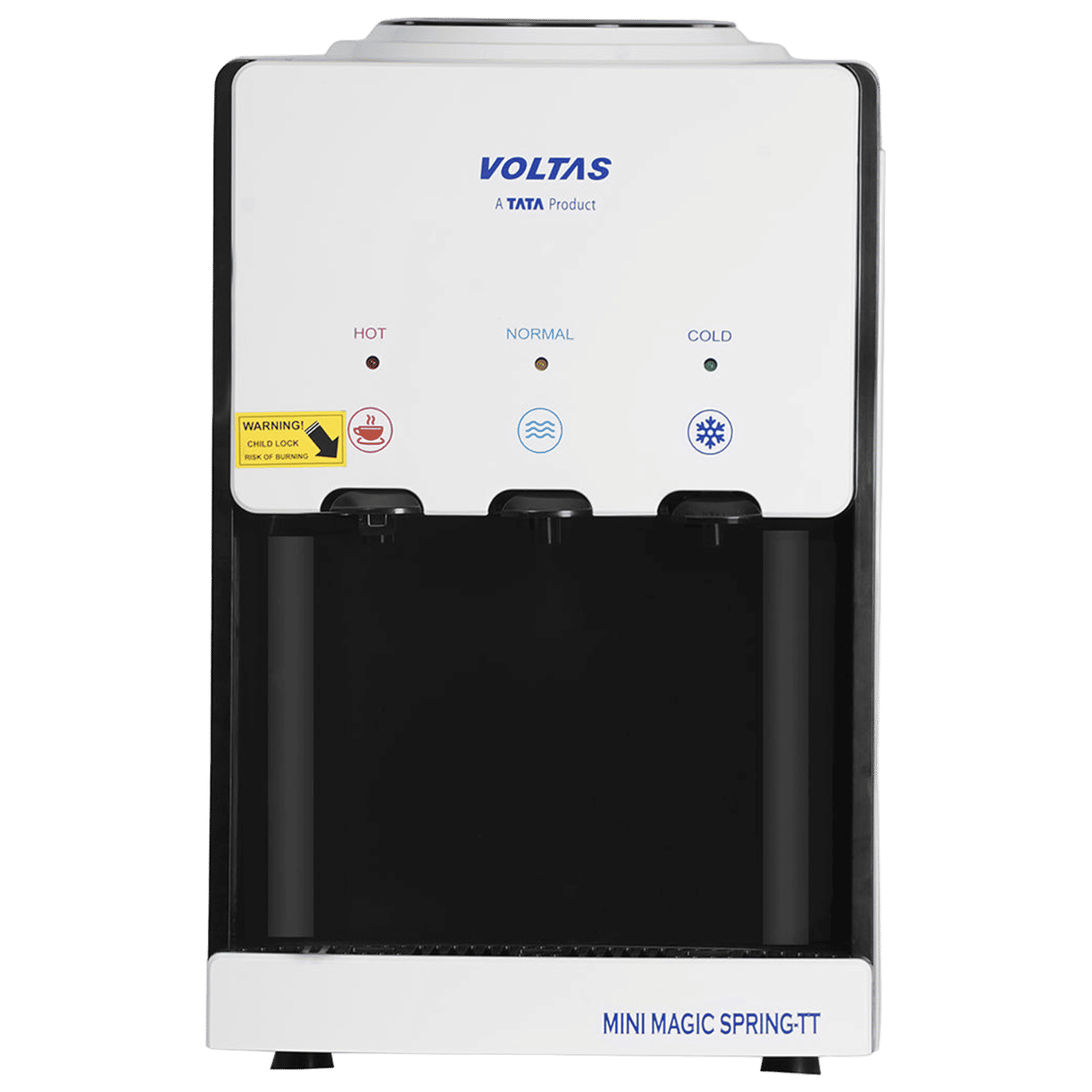 VOLTAS Minimagic Spring TT Hot, Cold & Normal Top Load Water Dispenser with Eco-friendly Refrigerant (White & Black)_1