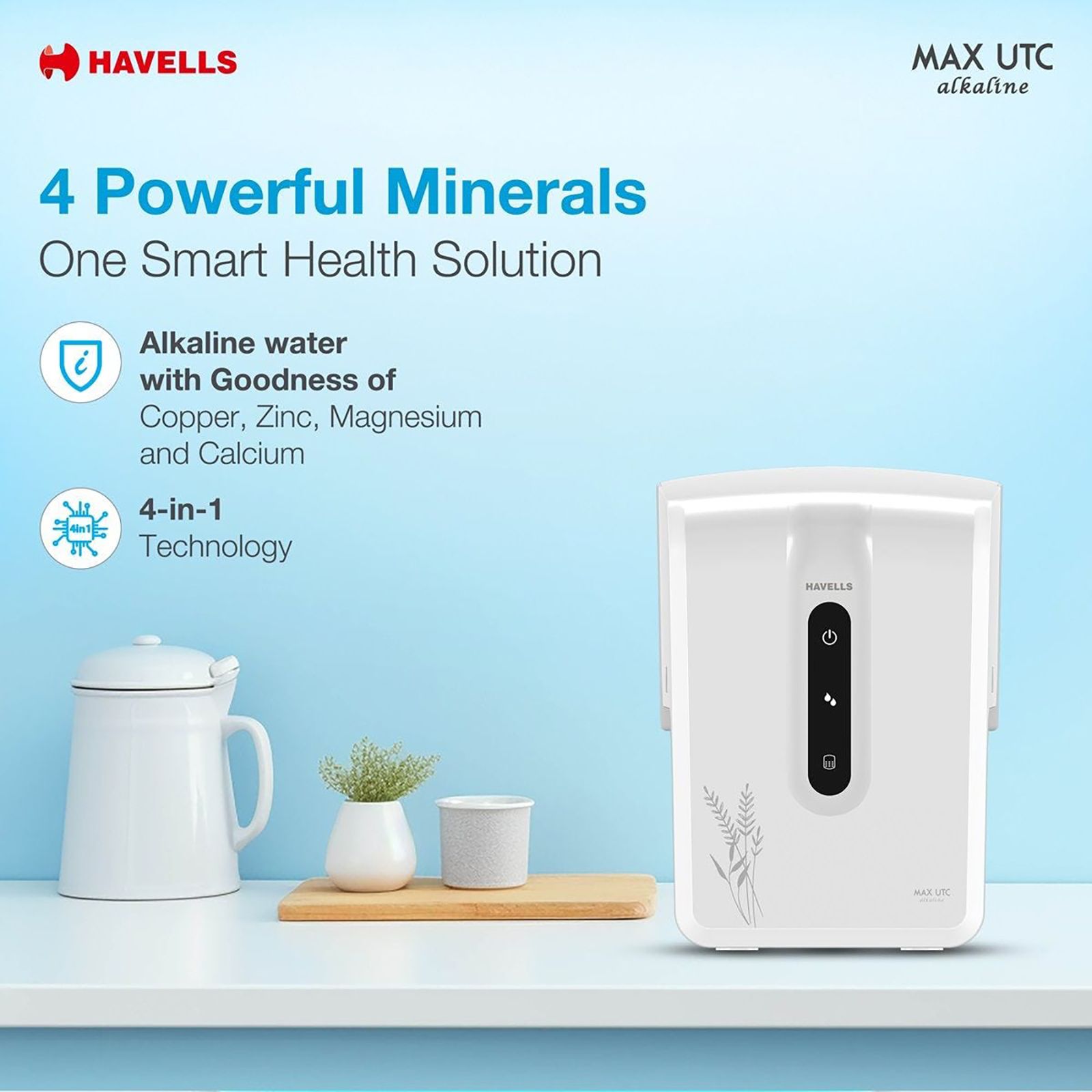HAVELLS Max UTC Alkaline 7L RO + UV Hot & Cold Water Purifier with Advance Alert Technology (White)_9