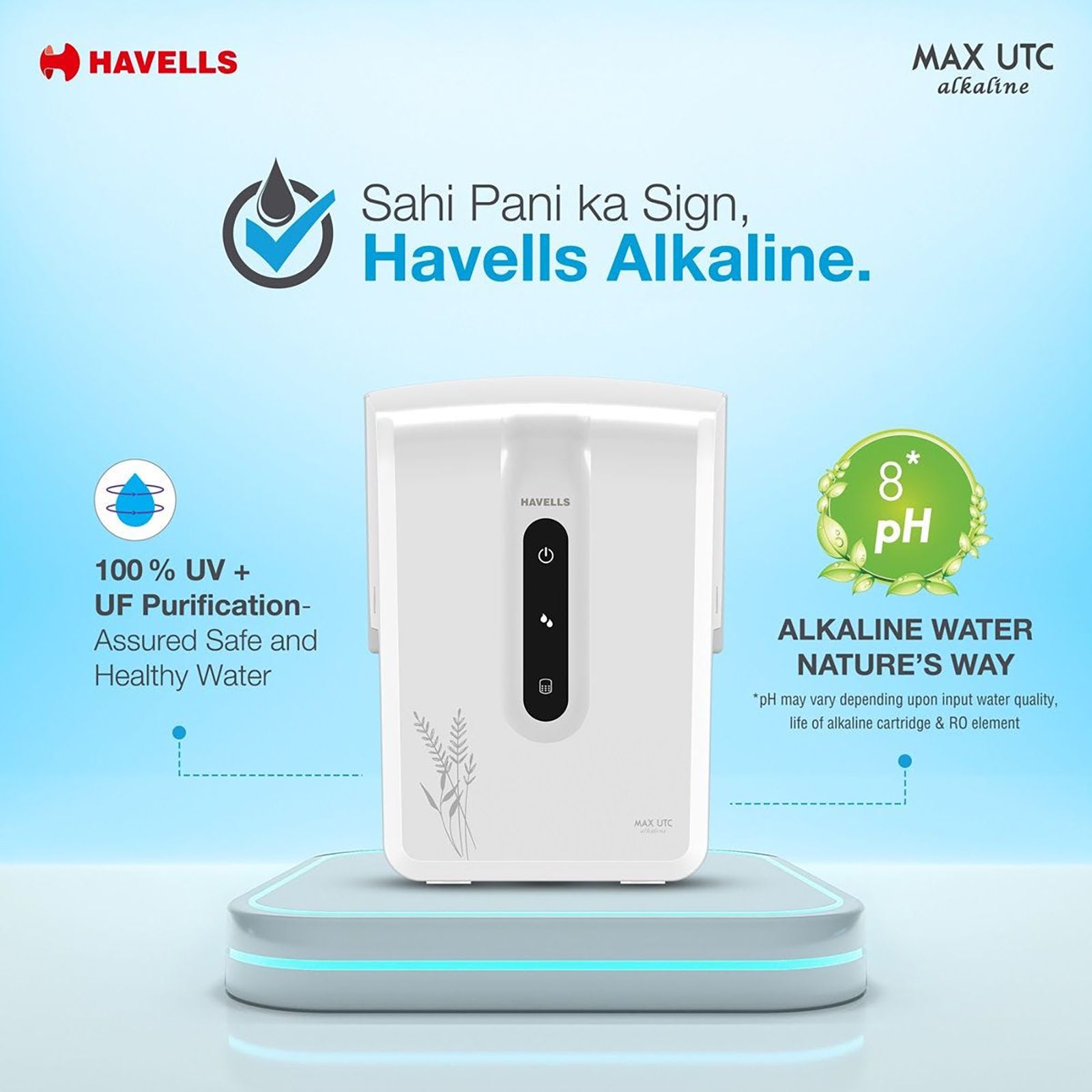 HAVELLS Max UTC Alkaline 7L RO + UV Hot & Cold Water Purifier with Advance Alert Technology (White)_7