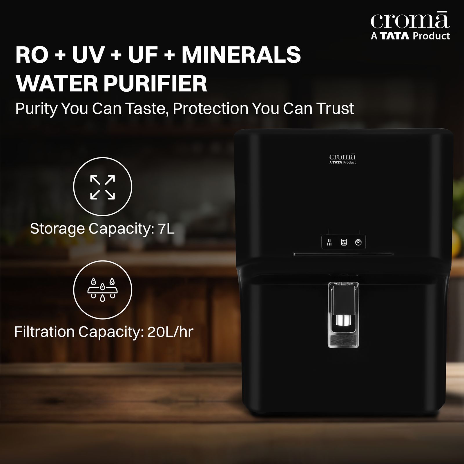 Croma 7L RO + UV + UF + Minerals Water Purifier with 8 Stage Purification Technology (Black) 2025_4