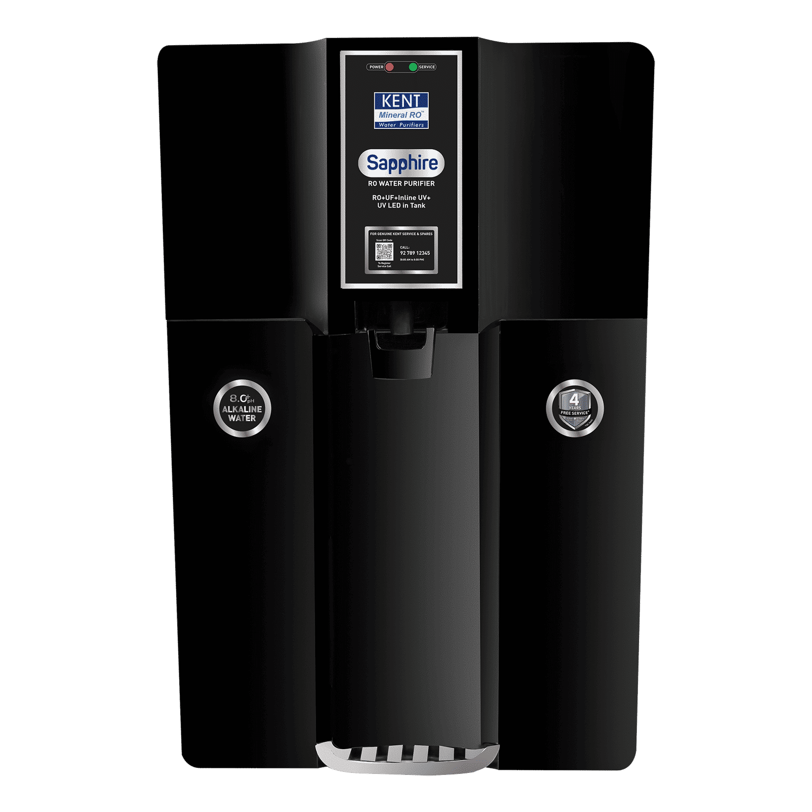 KENT Sapphire 8L RO + UV + UF + TDS Control + Alkaline Water Purifier with UV LED (Black)_1
