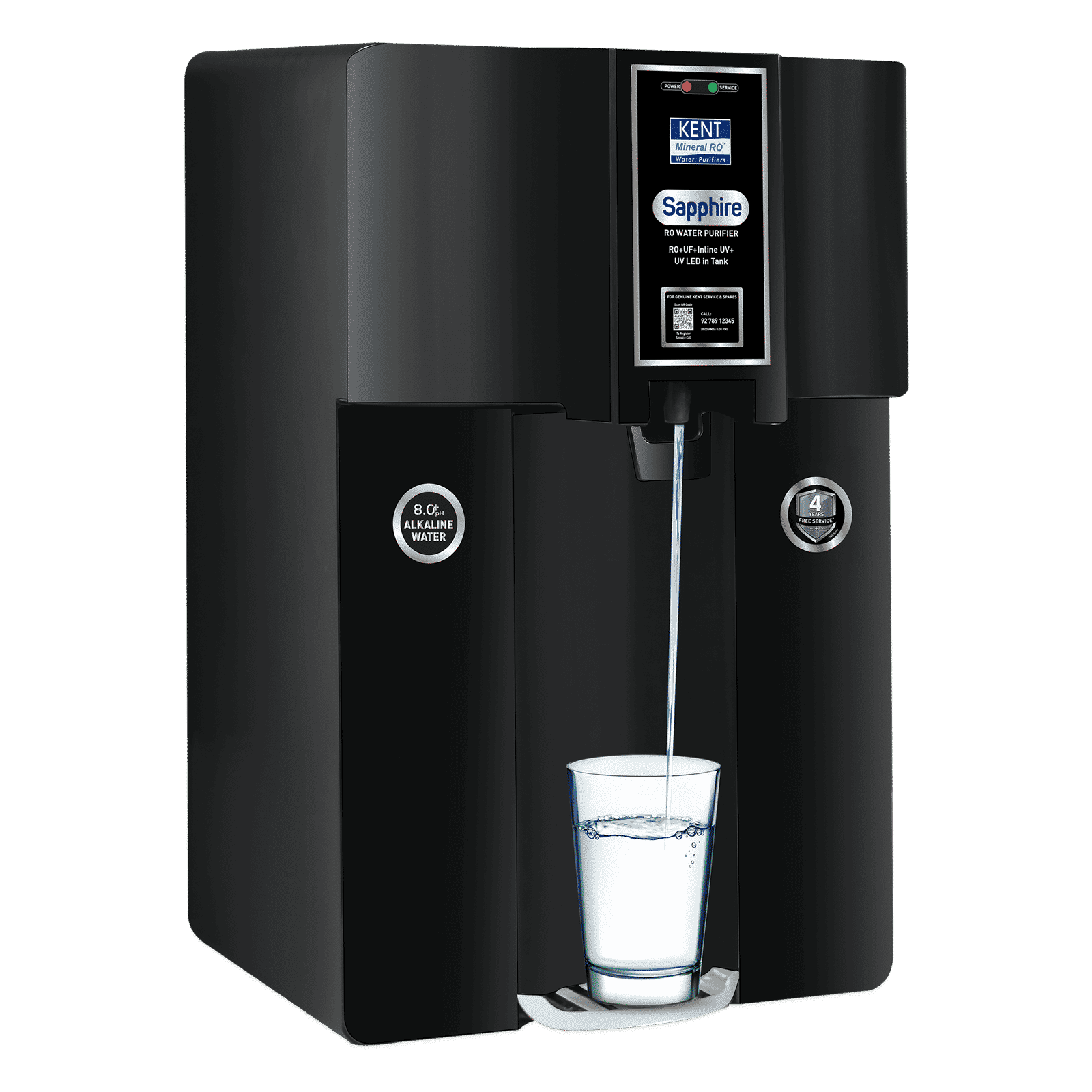 KENT Sapphire 8L RO + UV + UF + TDS Control + Alkaline Water Purifier with UV LED (Black)_6