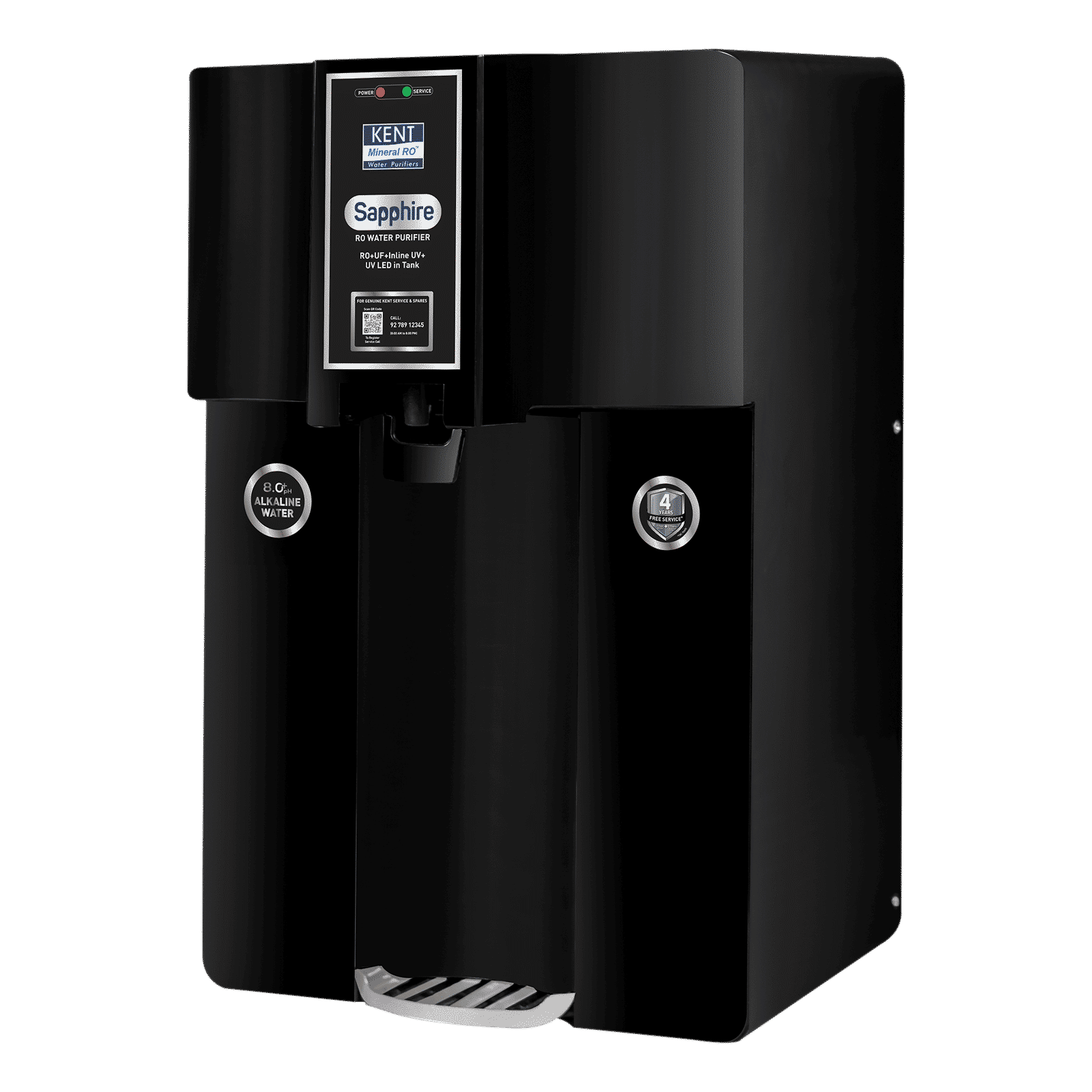 KENT Sapphire 8L RO + UV + UF + TDS Control + Alkaline Water Purifier with UV LED (Black)_3