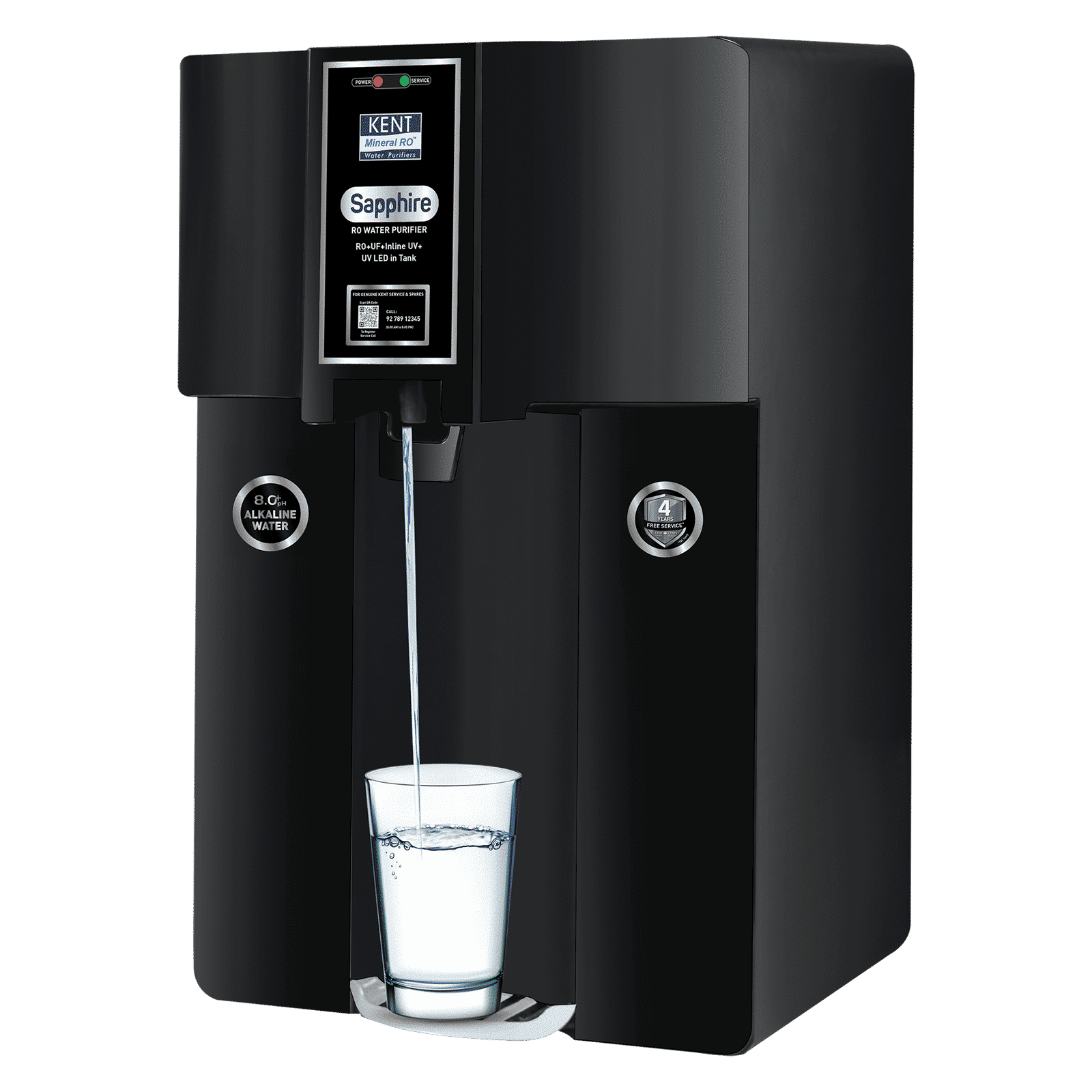 KENT Sapphire 8L RO + UV + UF + TDS Control + Alkaline Water Purifier with UV LED (Black)_5
