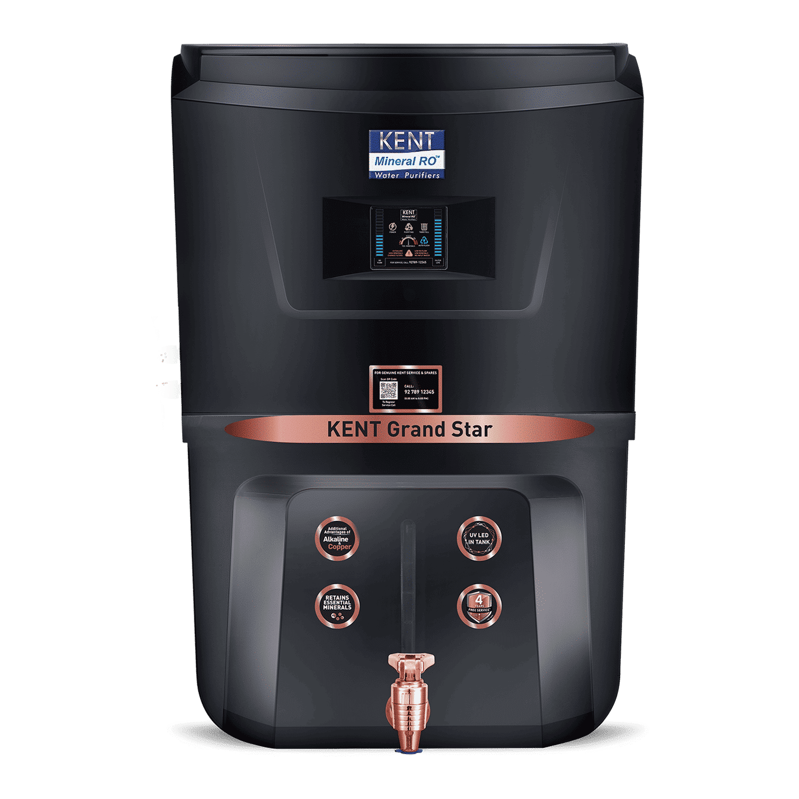 KENT Grand Star 9L RO + UV + UF + TDS + Alkaline Water Purifier with Digital Display (Black)_1