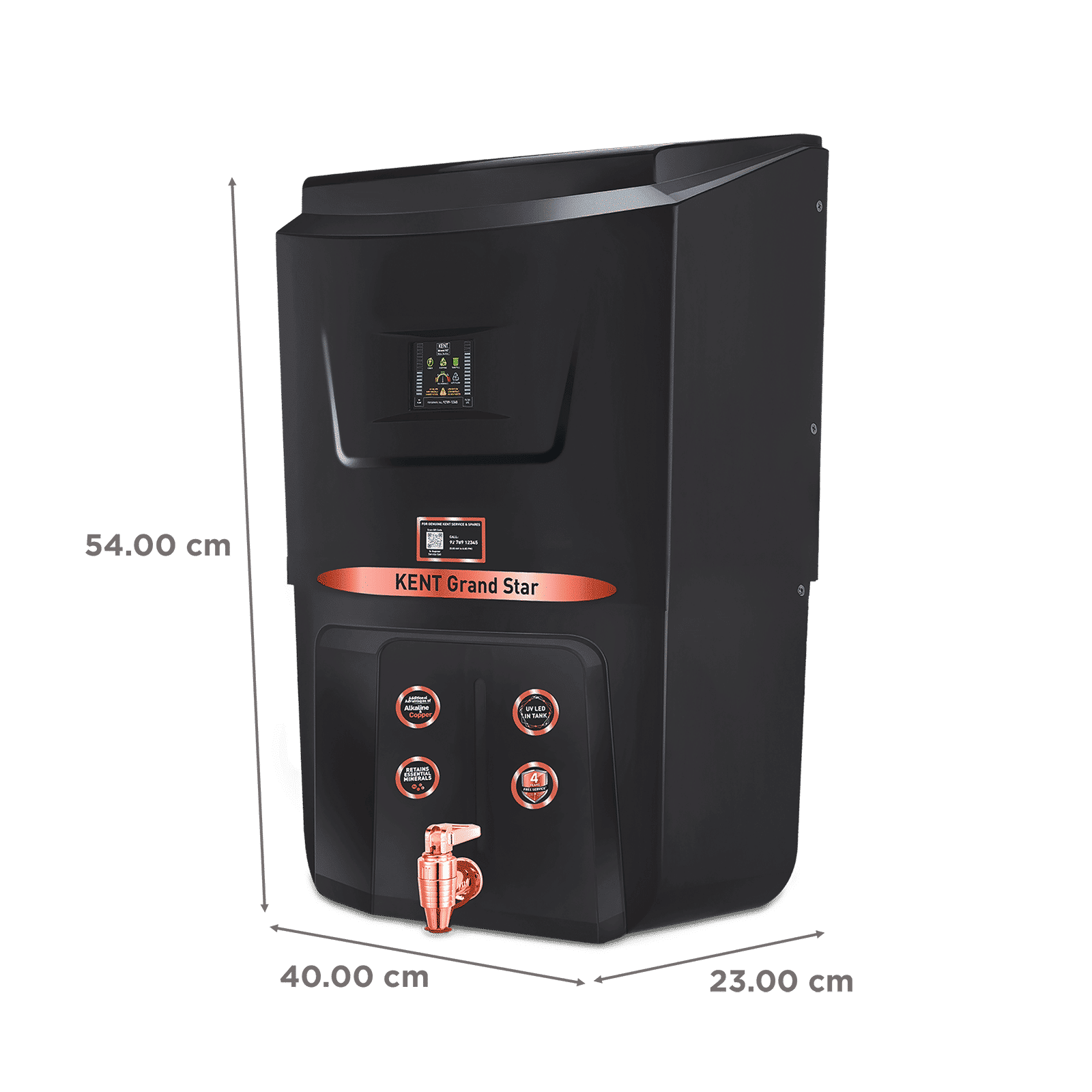 KENT Grand Star 9L RO + UV + UF + TDS + Alkaline Water Purifier with Digital Display (Black)_2