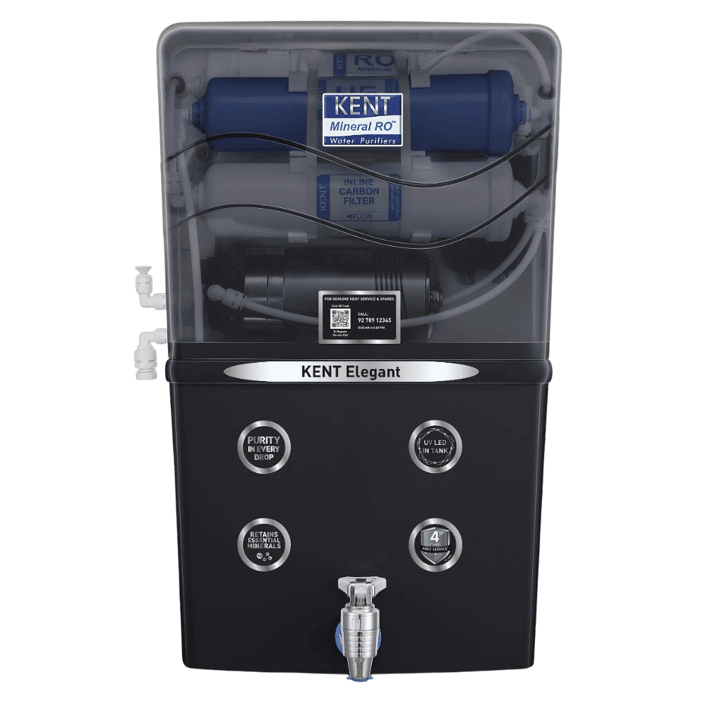 KENT Elegant 8L RO + UV + UF + TDS Water Purifier with Mineral RO Technology (Black) KENT Elegant 8L RO + UV + UF + TDS Water Purifier with Mineral RO Technology (Black)_1