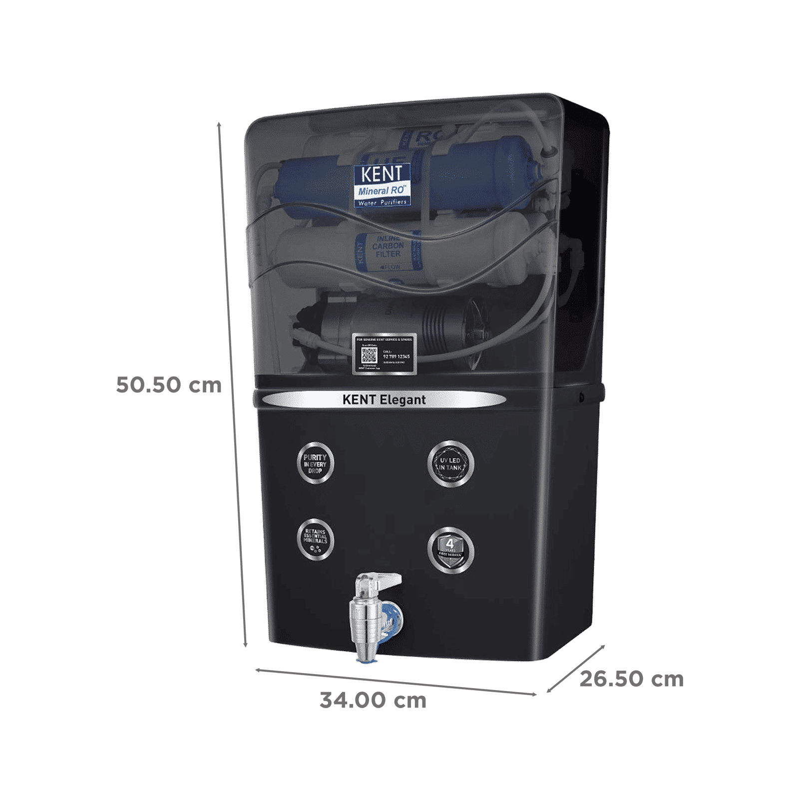 KENT Elegant 8L RO + UV + UF + TDS Water Purifier with Mineral RO Technology (Black)_2
