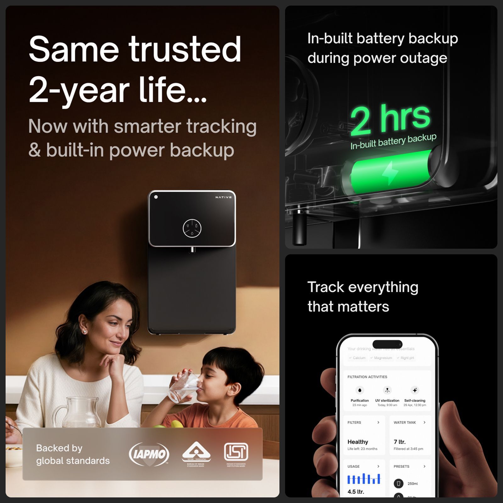 Native by UC M2 Pro 8L RO + UV + Alkaline + Mineraliser + Copper Water Purifier with 10-Stage Smart Water Purifier (Black)_5