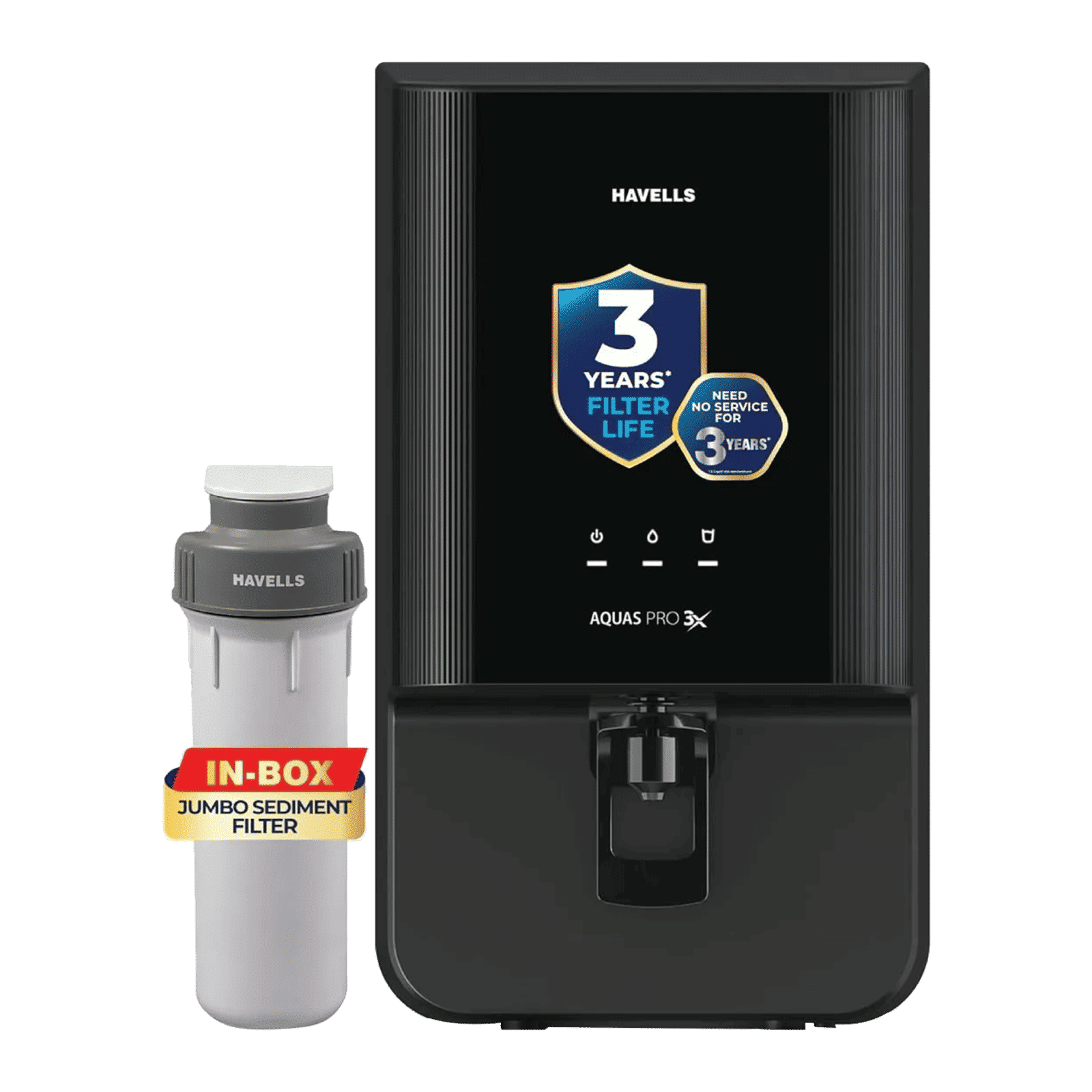 Havells Aquas Pro 3X 7L RO + UV Water Purifier with Bacteriostatic Taste Enhancer (Black)_4