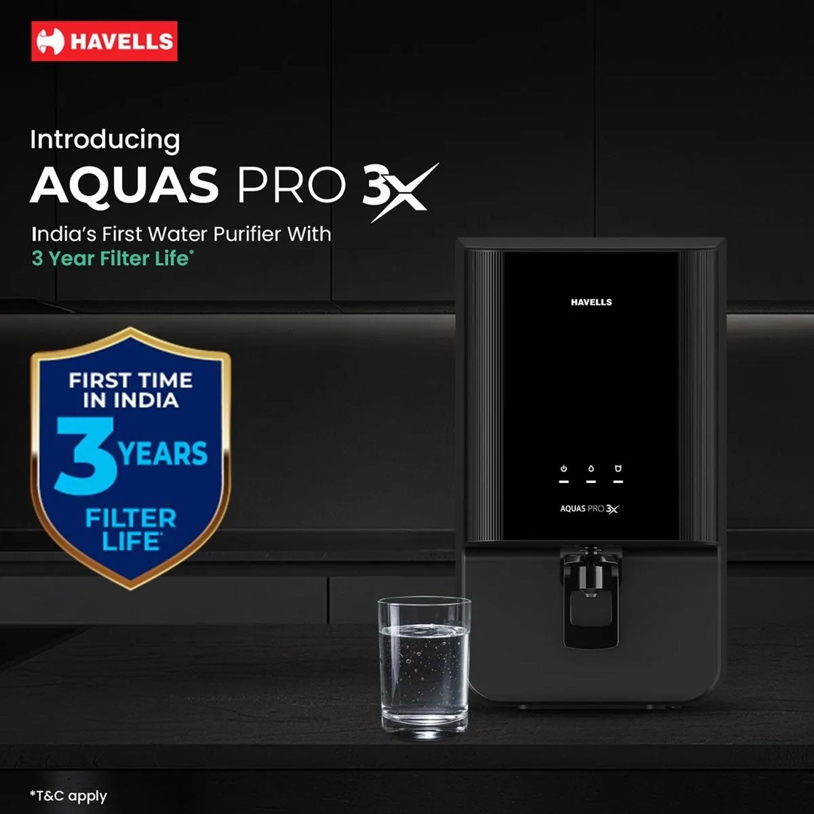 Havells Aquas Pro 3X 7L RO + UV Water Purifier with Bacteriostatic Taste Enhancer (Black)_5