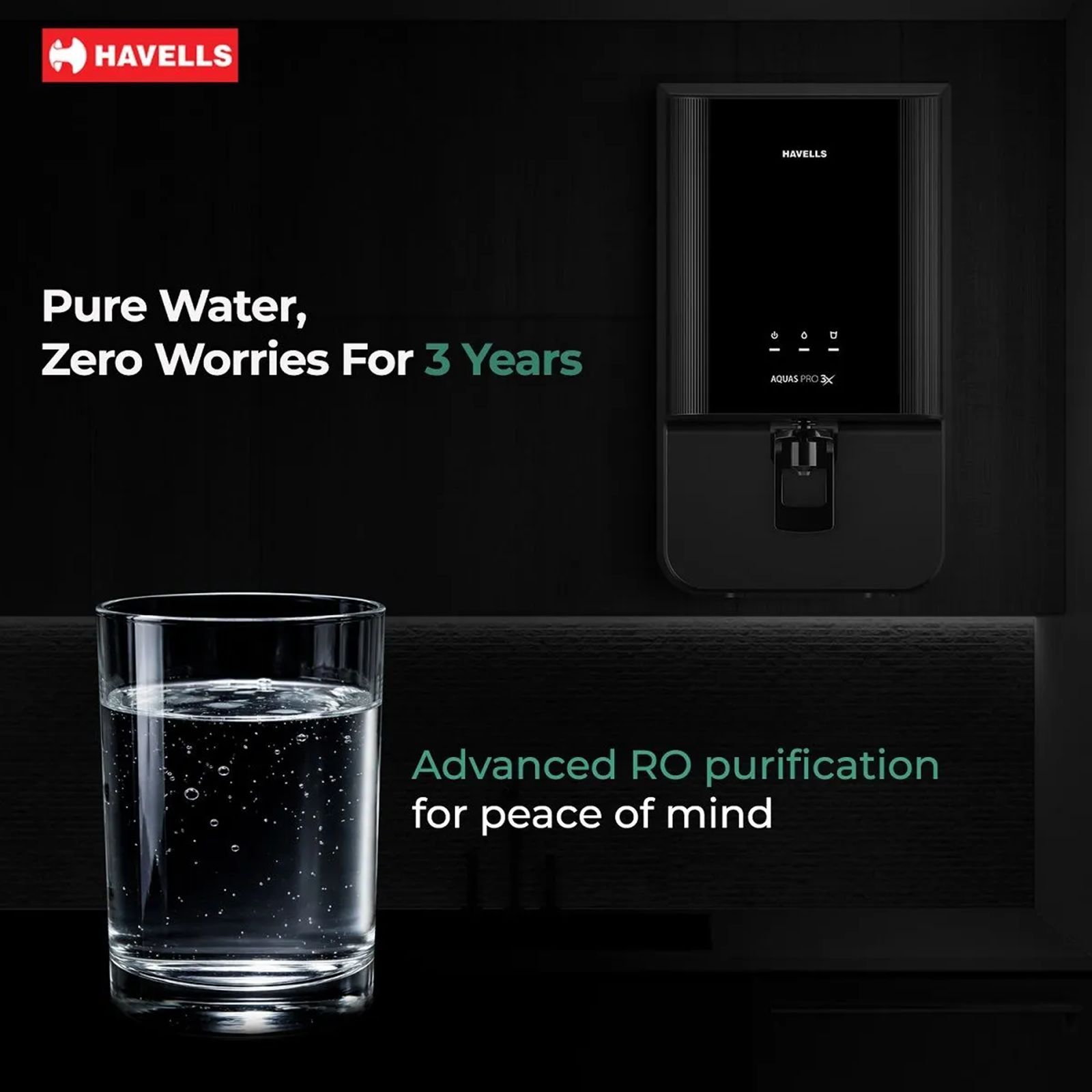Havells Aquas Pro 3X 7L RO + UV Water Purifier with Bacteriostatic Taste Enhancer (Black)_8