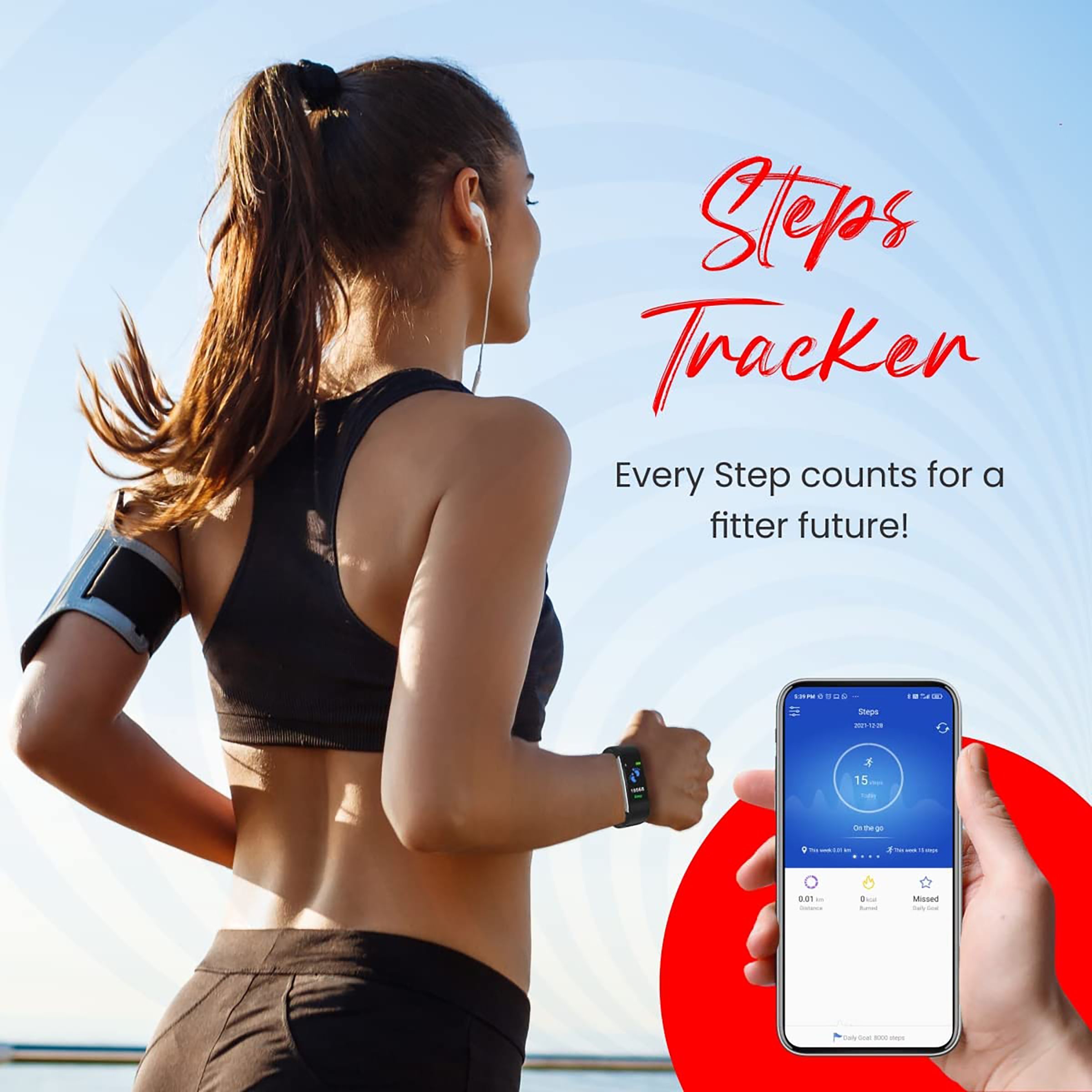 PORTRONICS Kronos X3 Smart Band with Steps Tracker (0.96 Inch Digital Display, IP67 Water Resistant, Black Strap)_4