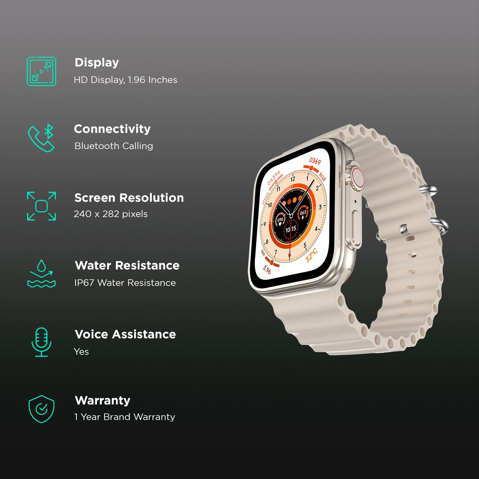 FIRE-BOLTT Gladiator Ocean Smartwatch with Bluetooth Calling (49.7mm Display, IP67 Water Resistant, Light Gold Strap)_2