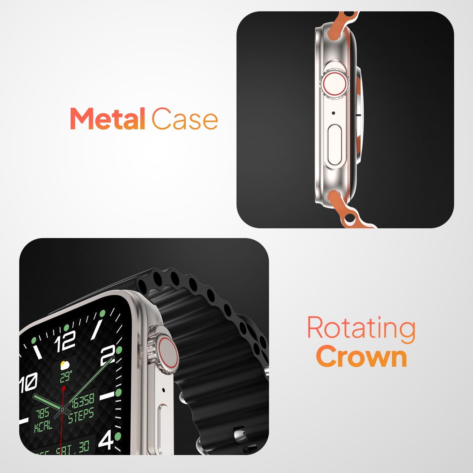 FIRE-BOLTT Gladiator Ocean Smartwatch with Bluetooth Calling (49.7mm Display, IP67 Water Resistant, Orange Strap)_6