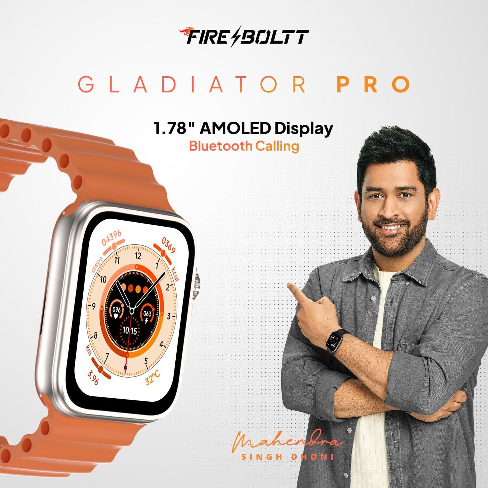 FIRE-BOLTT Gladiator Ocean Smartwatch with Bluetooth Calling (49.7mm Display, IP67 Water Resistant, Orange Strap)_3