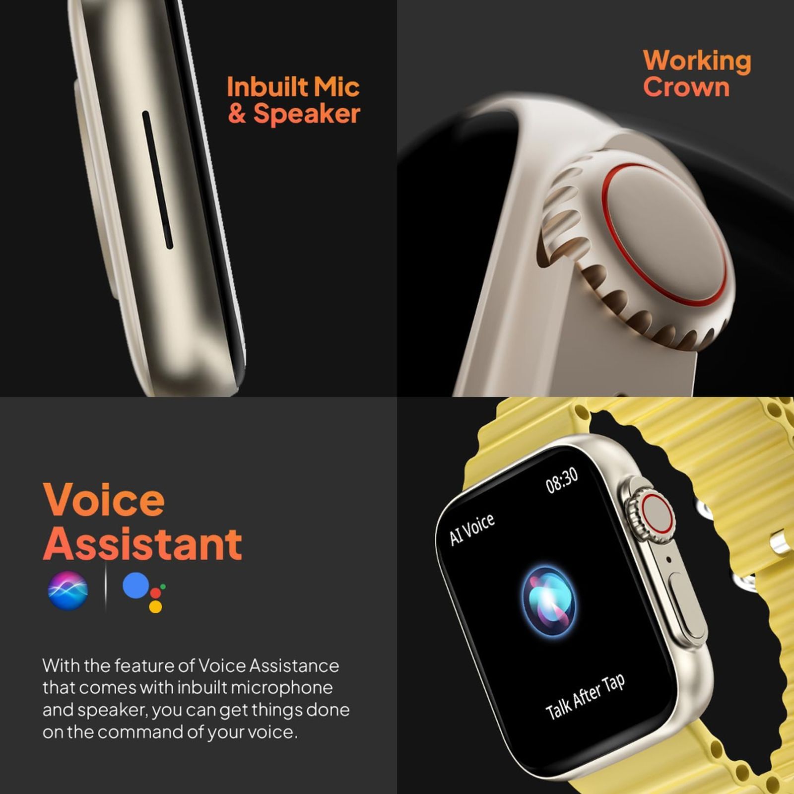 FIRE-BOLTT Gladiator Ocean Smartwatch with Bluetooth Calling (49.7mm HD Display, IP67 Water Resistant, Yellow Strap)_7