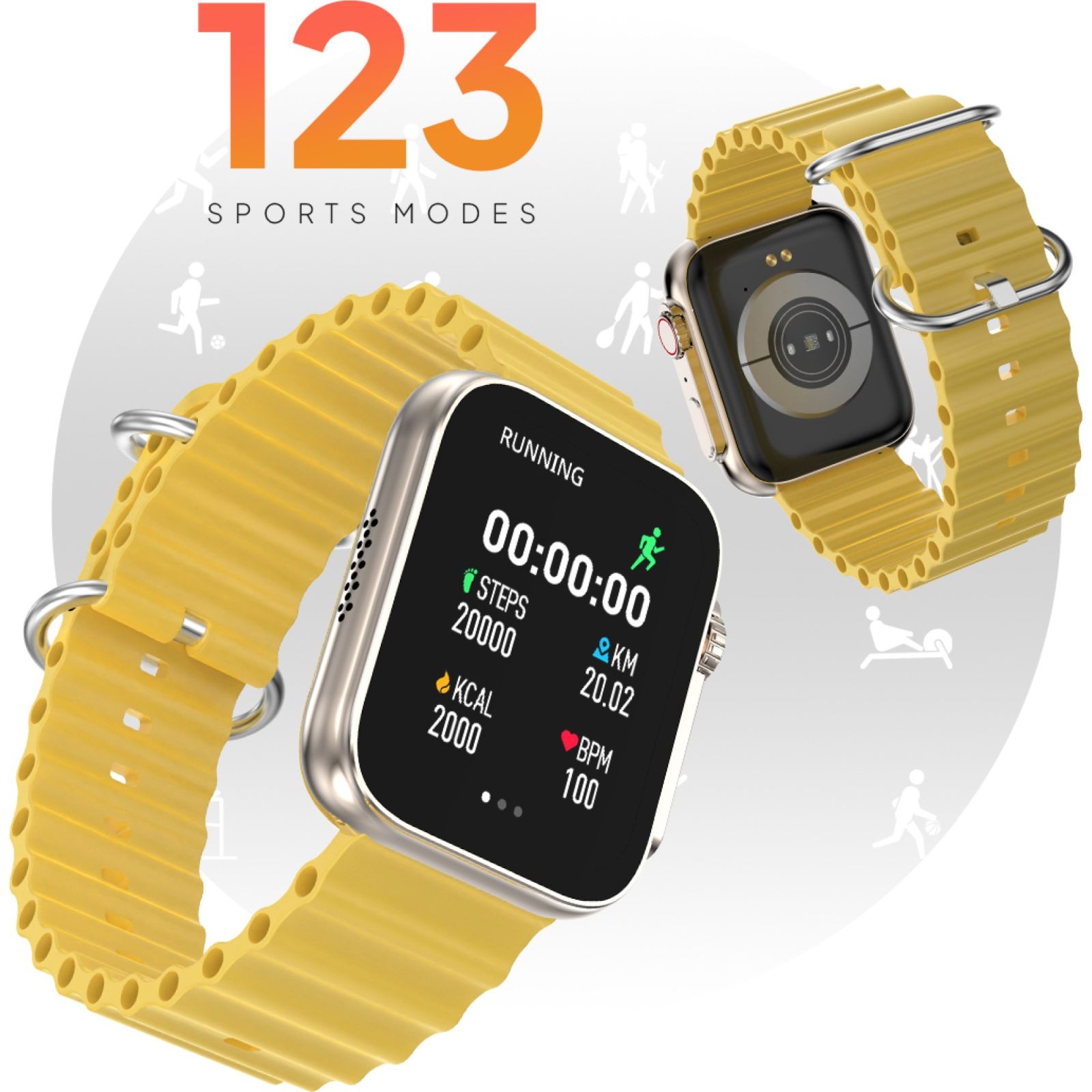 FIRE-BOLTT Supernova Smartwatch with Bluetooth Calling (45.2mm AMOLED Display, IP67 Water Resistant, Yellow Strap)_4