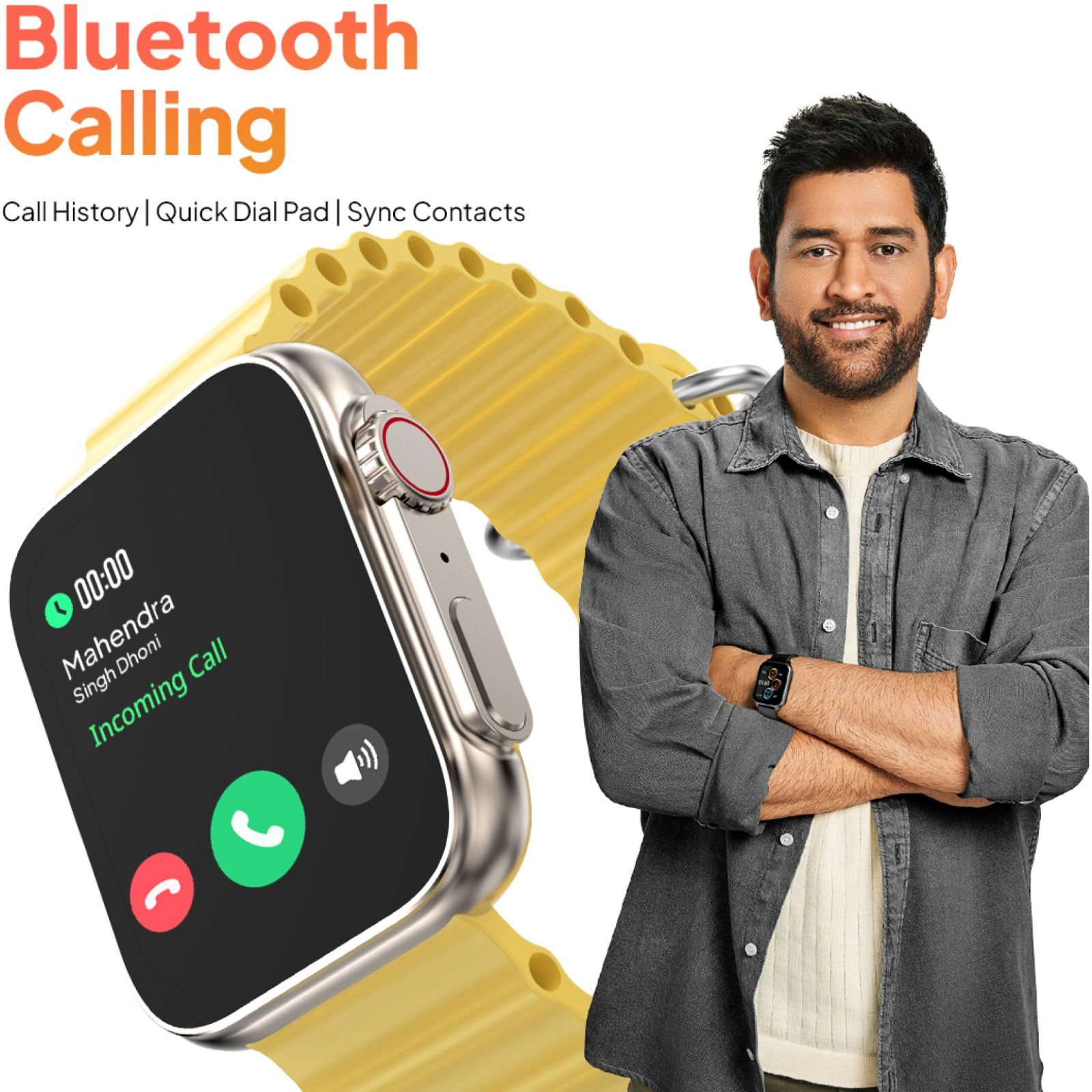 FIRE-BOLTT Supernova Smartwatch with Bluetooth Calling (45.2mm AMOLED Display, IP67 Water Resistant, Yellow Strap)_2