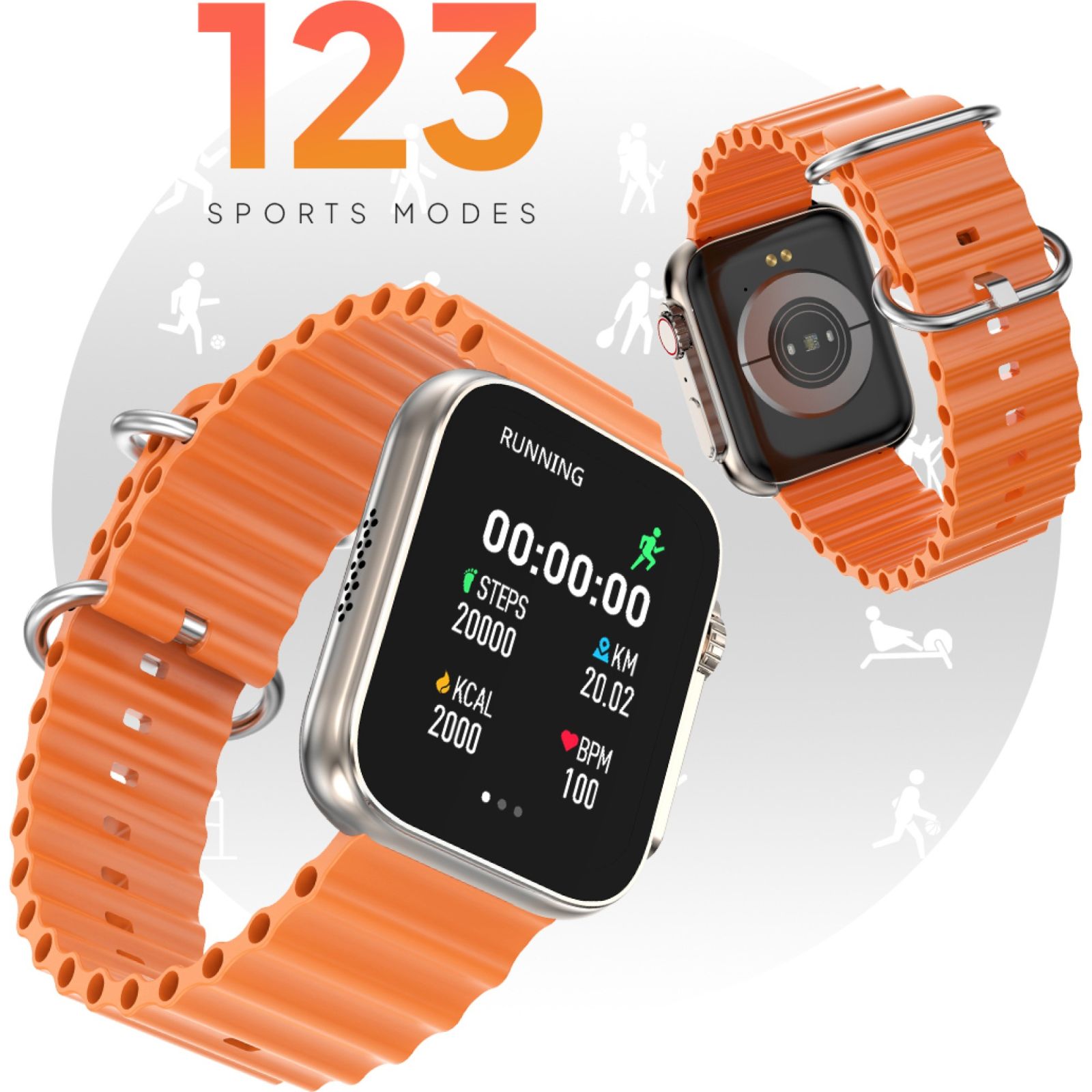FIRE-BOLTT Supernova Smartwatch with Bluetooth Calling (45.2mm AMOLED Display, IP67 Water Resistant, Orange Strap)_4