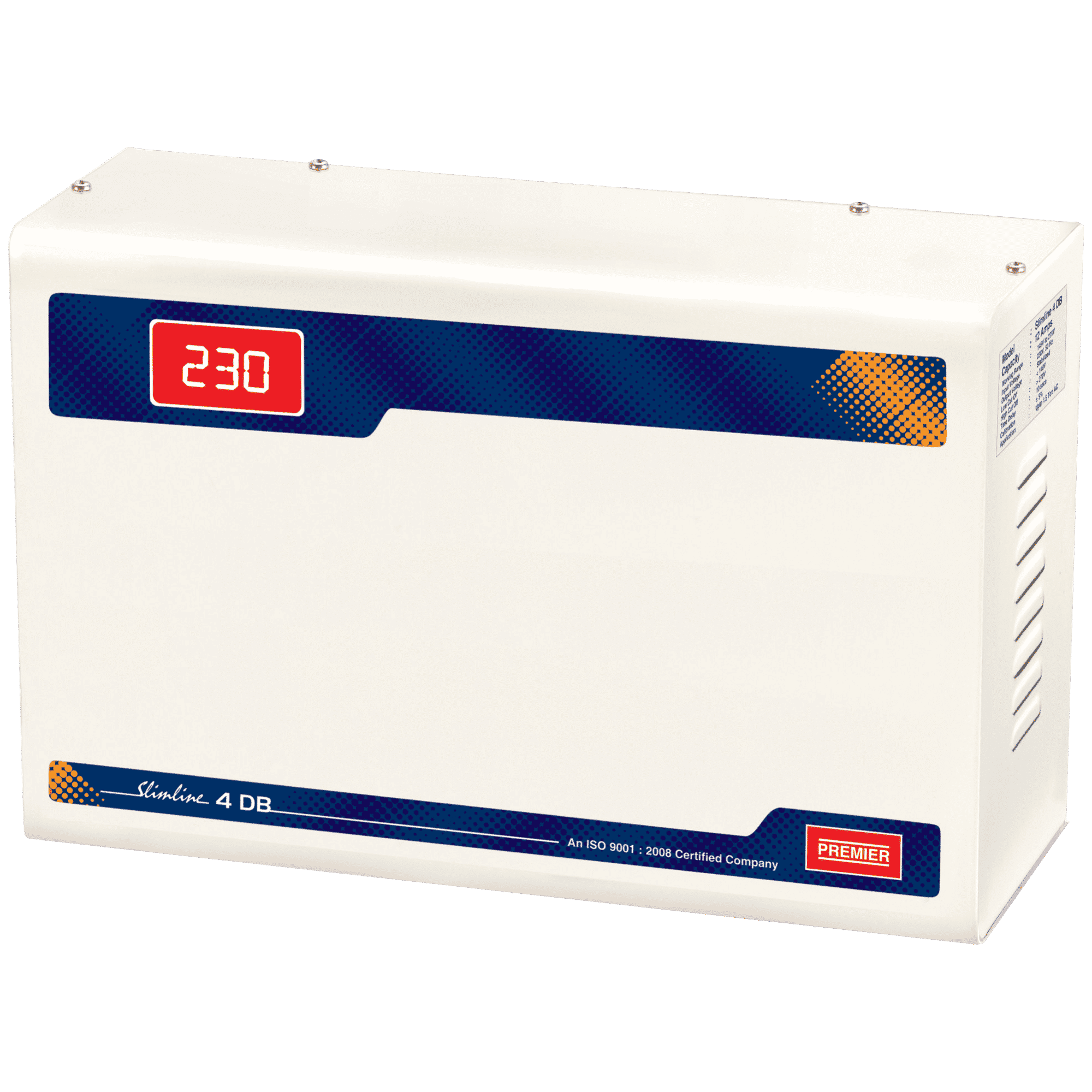 Premier Slimline Double Boost 12 Amps Voltage Stabilizer For 1.5T Air Conditioner (145 - 270 V, Digital Display, 4KVA, White)_1