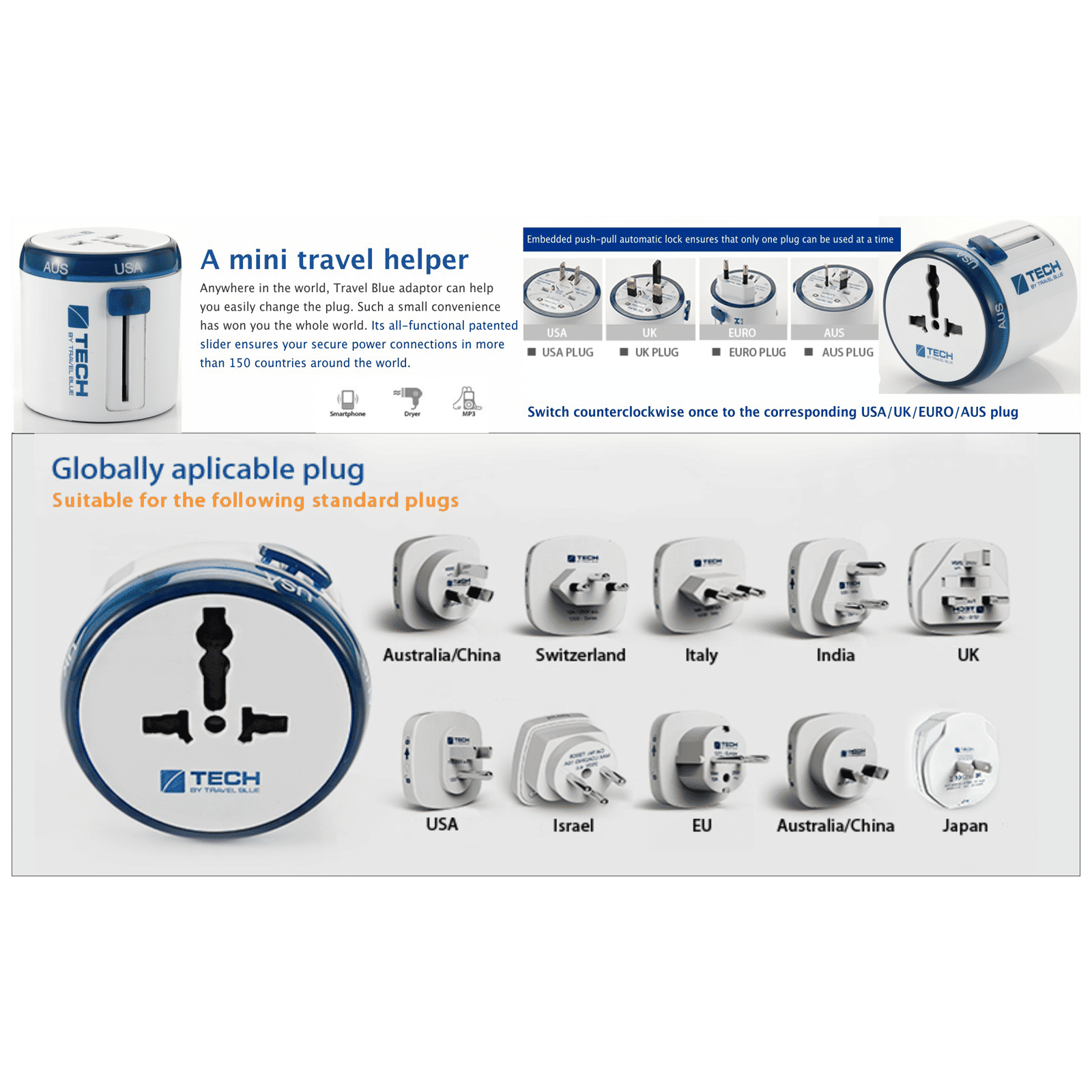 TRAVEL BLUE Twist & Slide World Travel Adaptor (262, White) TRAVEL BLUE Twist & Slide World Travel Adaptor (262, White)_9