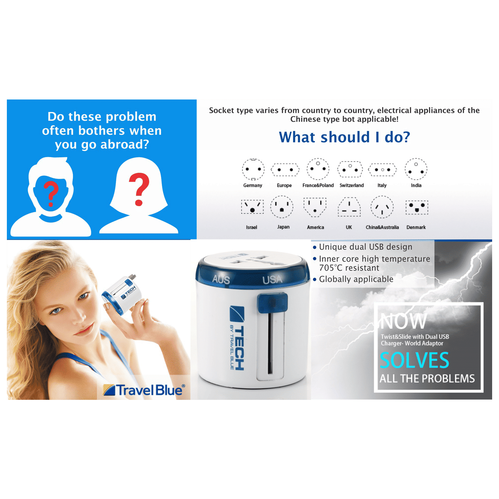 TRAVEL BLUE Twist & Slide World Travel Adaptor (262, White) TRAVEL BLUE Twist & Slide World Travel Adaptor (262, White)_10