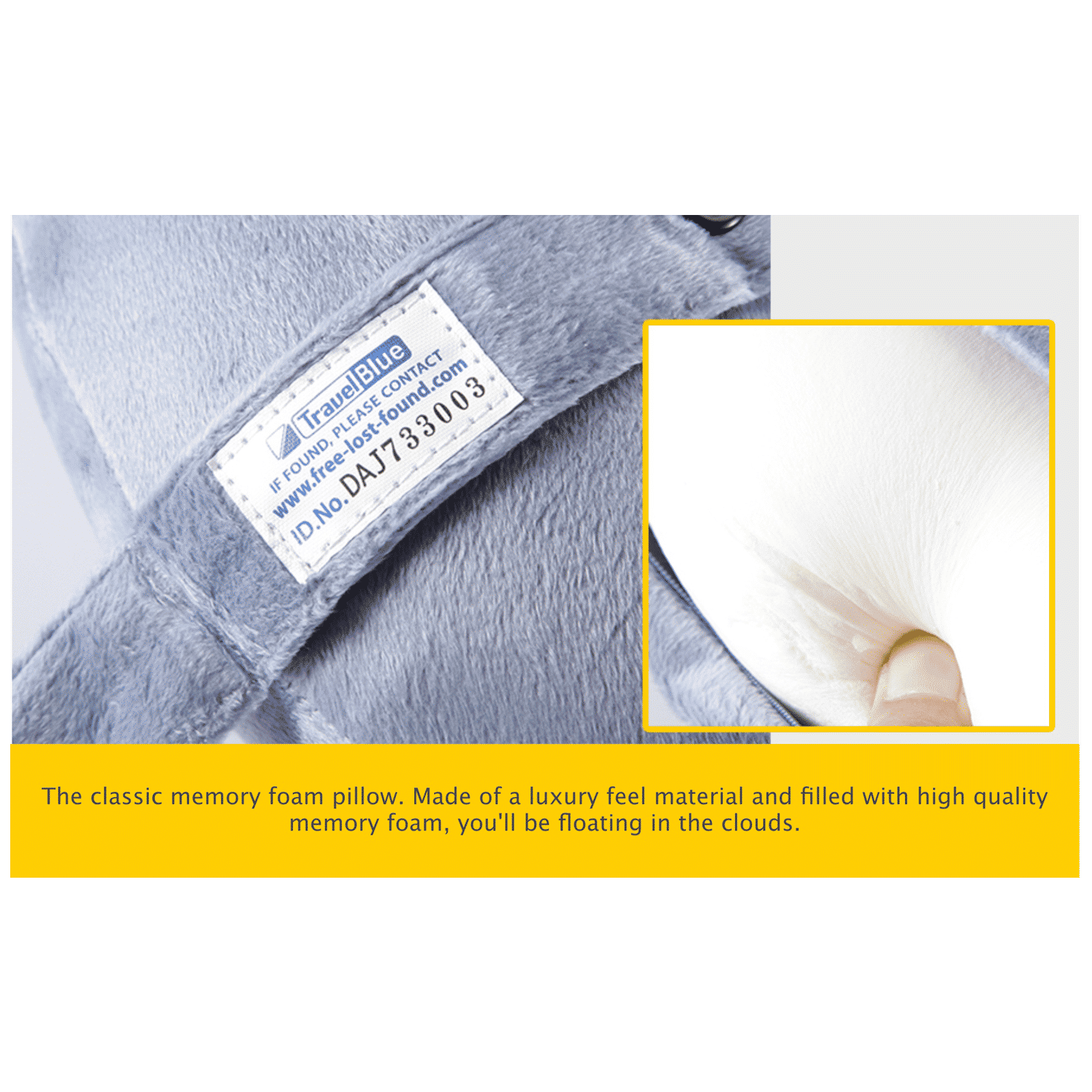 TRAVEL BLUE Memory Foam Pillow (TB-232G, Light Grey) TRAVEL BLUE Memory Foam Pillow (TB-232G, Light Grey)_4