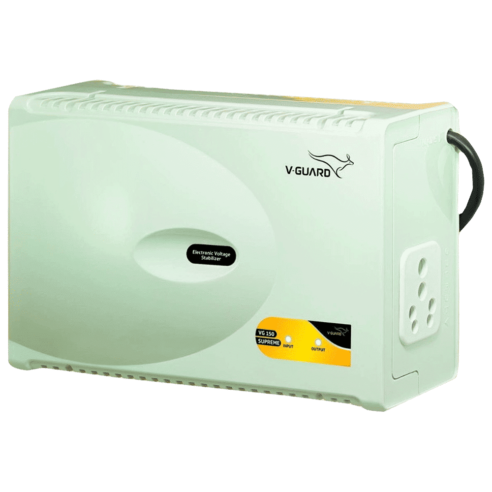 V-GUARD VG 150 Supreme 6 Amps Voltage Stabilizer For 600 to 1000 Litres Refrigerator (150V to 280V, Surge Protection, Grey)_1