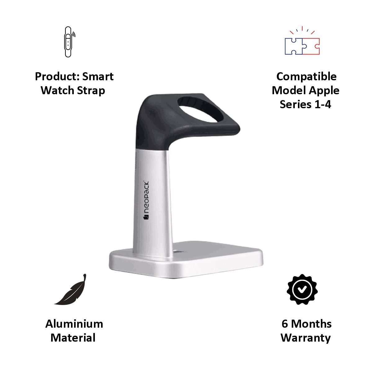 neopack Apple Watch Charging Stand (AWSSL, Silver)_5