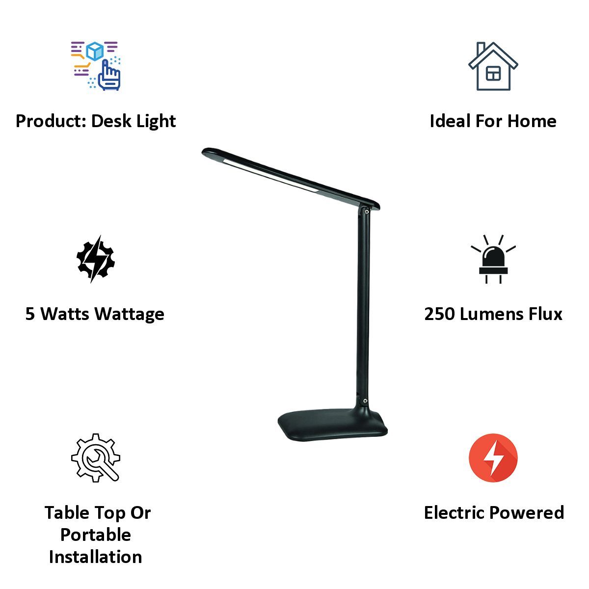 PHILIPS Electric Powered 5 Watt LED Desk Light (61013, Black)_5