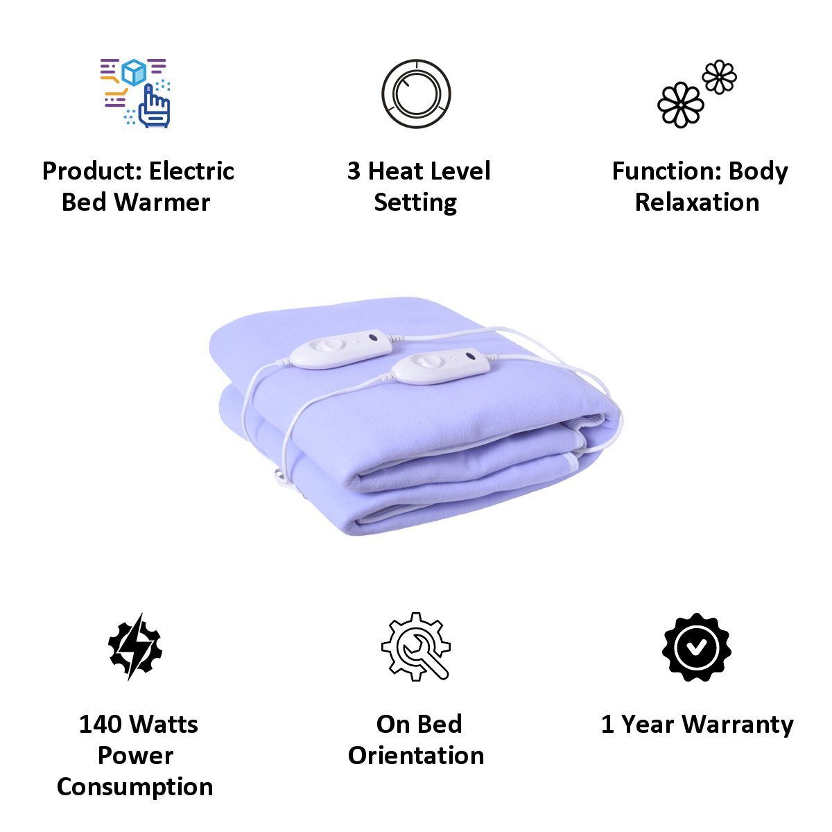 Expressions Double Polar Electric Bed Warmer (POLAR08DB, Blue)_4