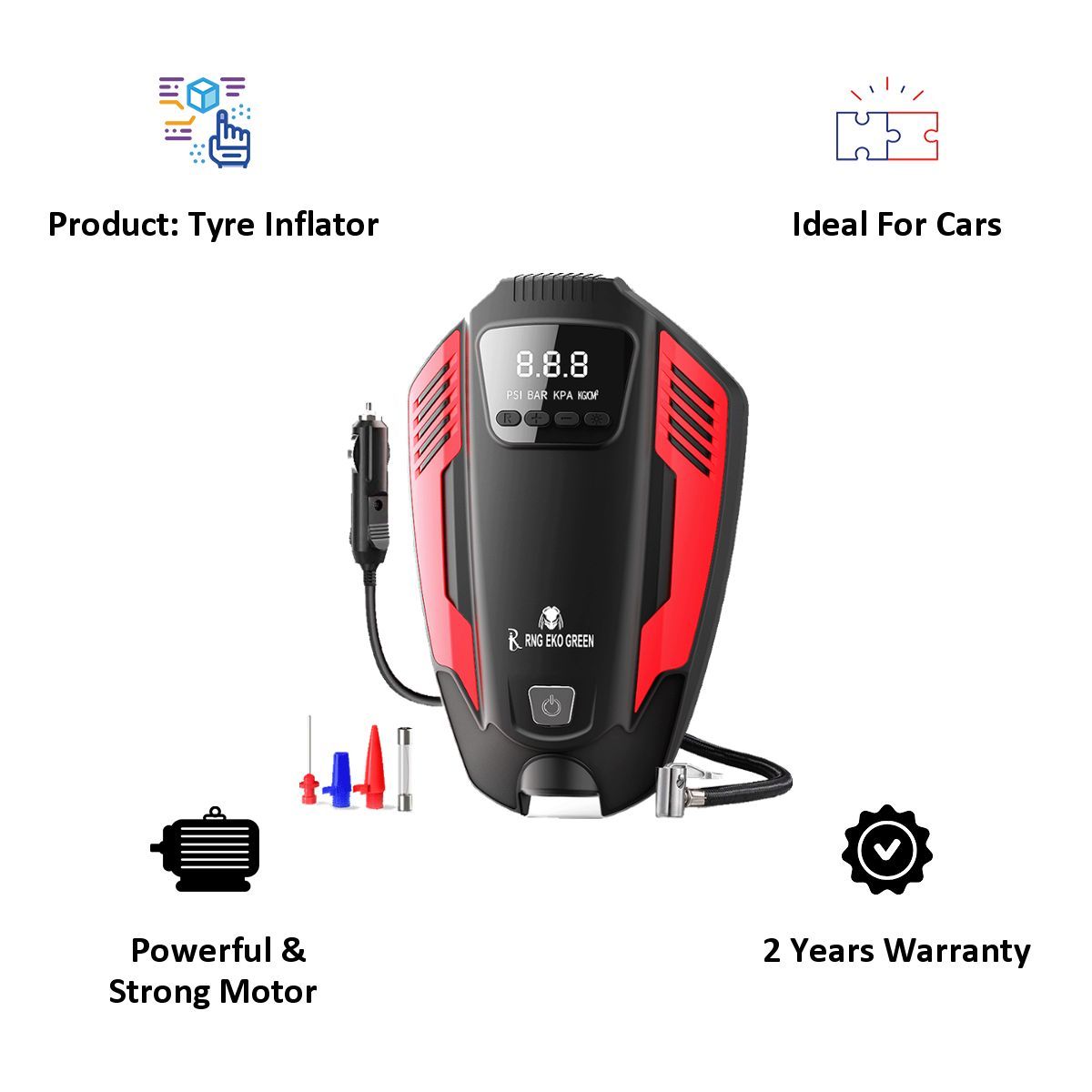 RNG EKO GREEN Green Digital 1205 Car Air Compressor (RNG-AIR-007, Black)_6