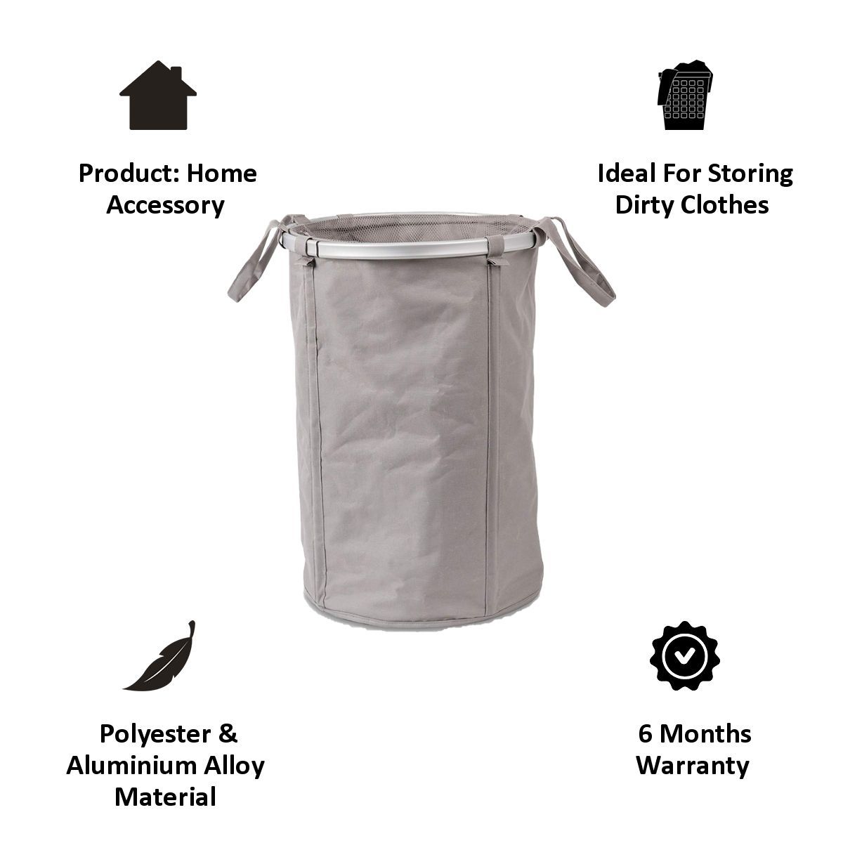 sabichi Round Foldable Laundry Basket (183170, White)_4