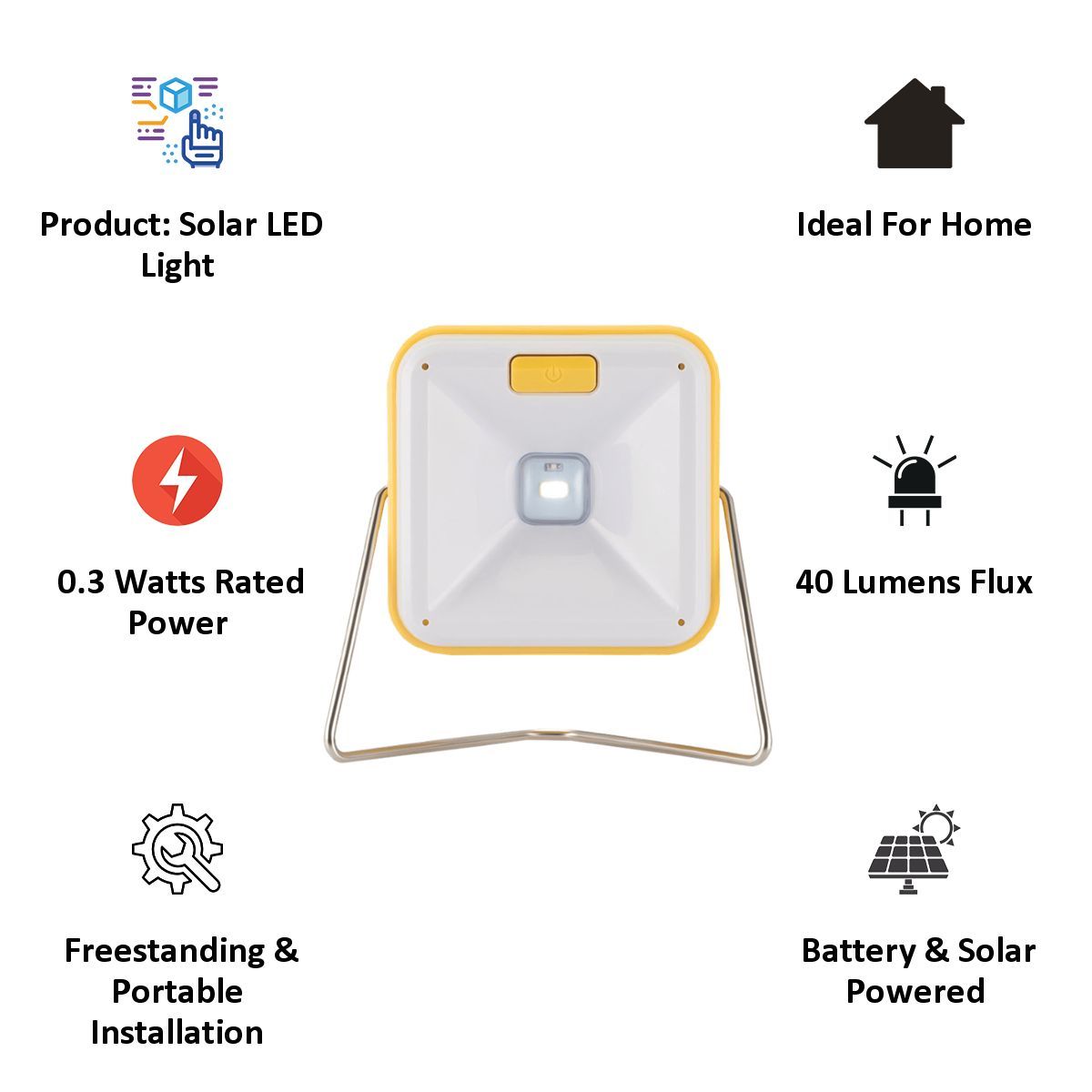 Agni Solar Mini Light 1 0.3 Watts Solar LED Light (2 Brightness Modes, AG-001, Yellow)_3