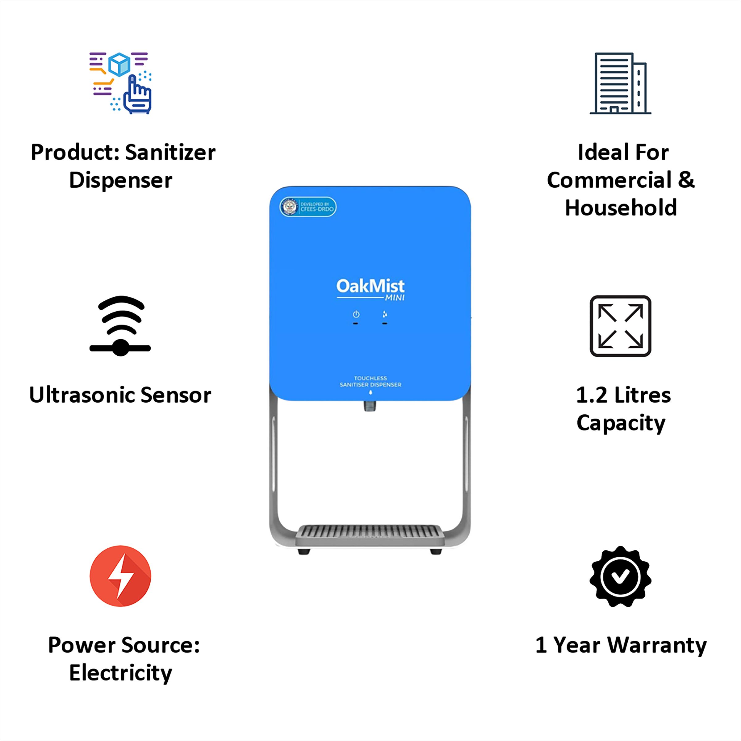 OakMist Mini Automatic Sanitizer Dispenser (Touchless Sanitizer Dispenser, 95102, White)_3