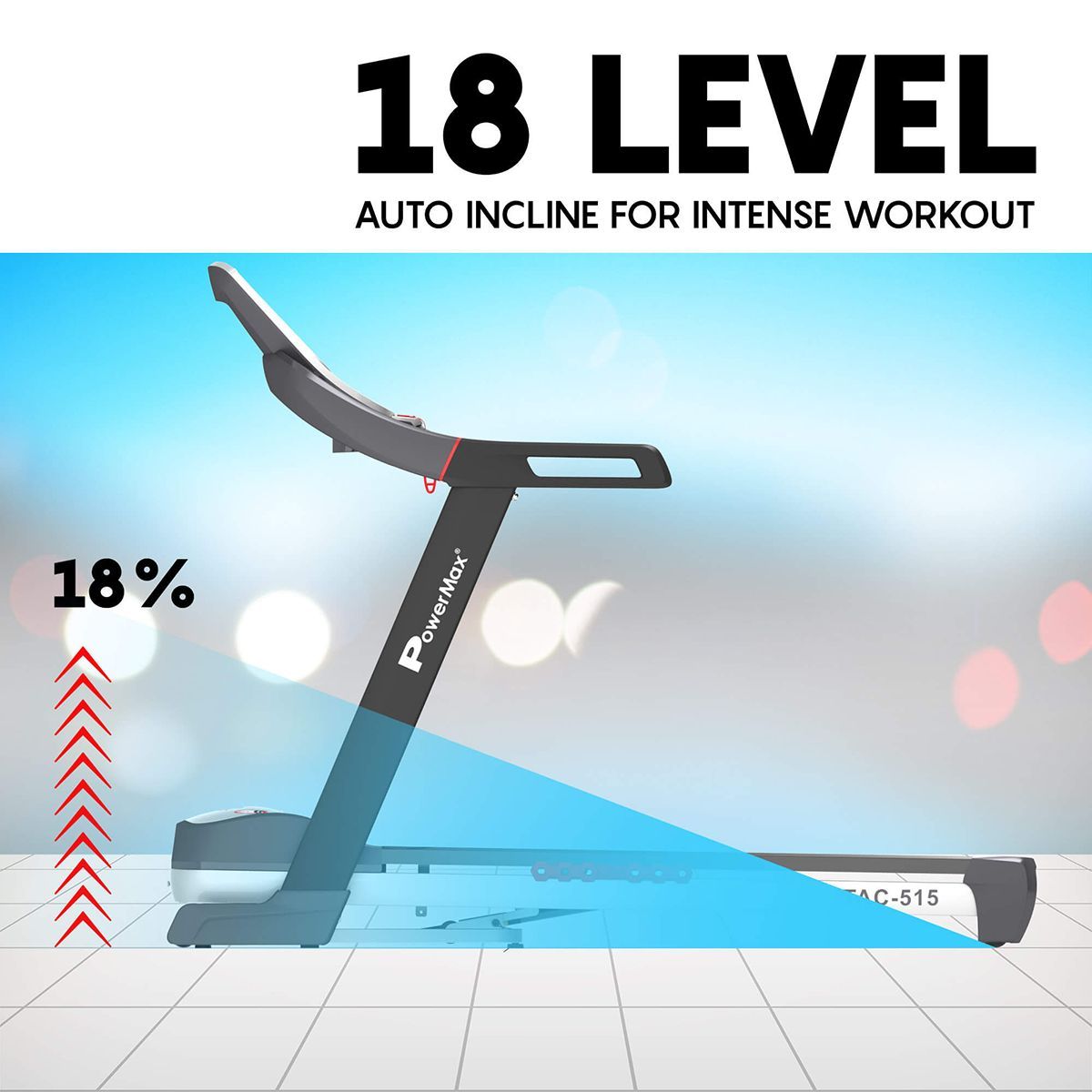 PowerMax MaxTrek 6 HP Foldable Motorized Treadmill (Hydraulic Softdrop System, TAC-515, Red/Black)_13