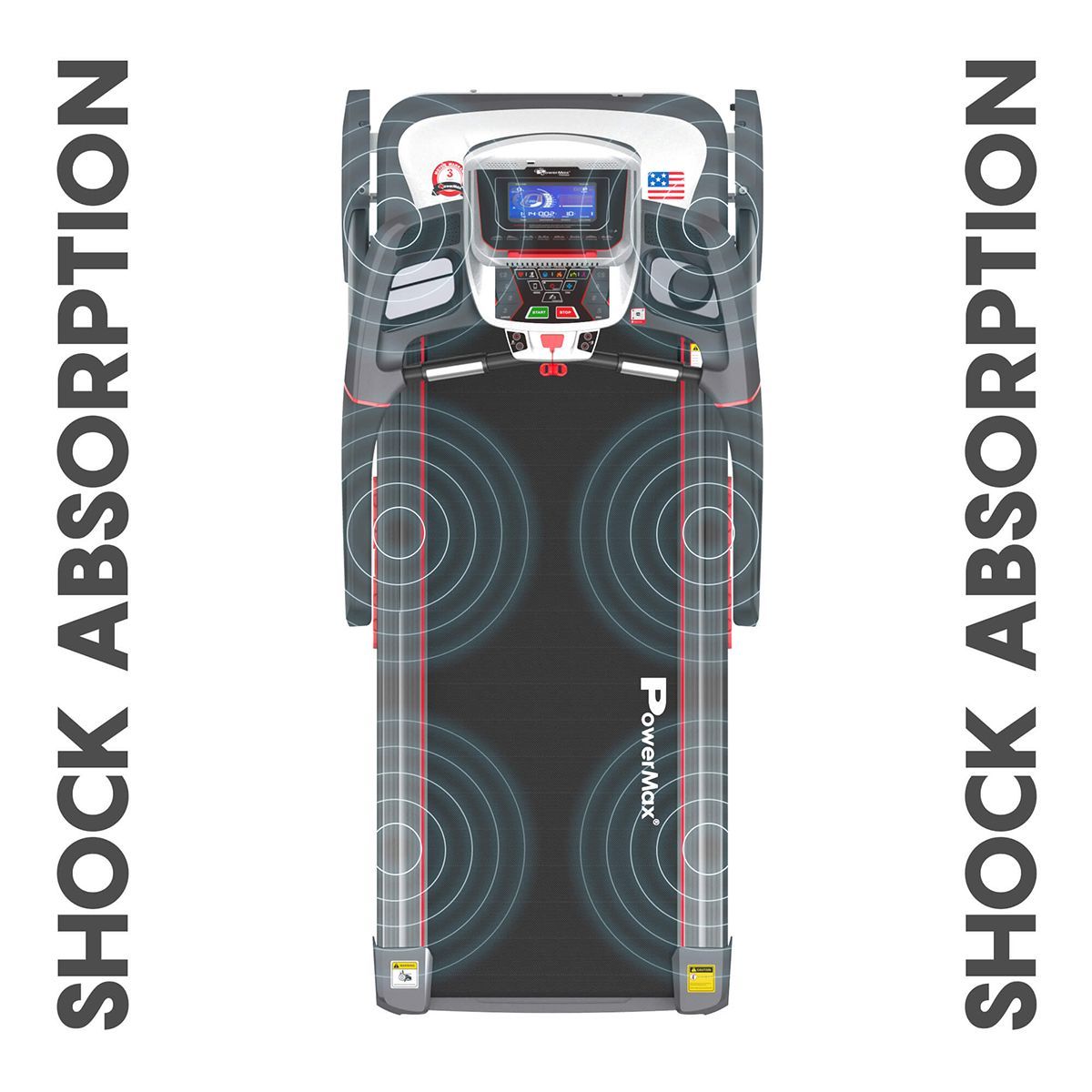 PowerMax MaxTrek 6 HP Foldable Motorized Treadmill (Hydraulic Softdrop System, TAC-515, Red/Black)_6