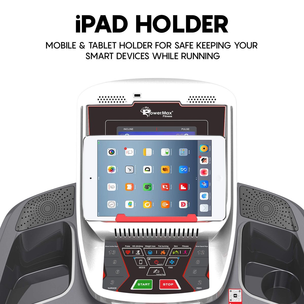 PowerMax MaxTrek 6 HP Foldable Motorized Treadmill (Hydraulic Softdrop System, TAC-515, Red/Black)_8