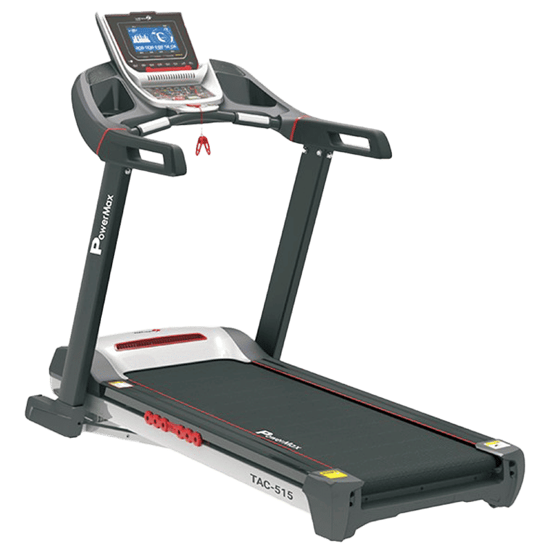 PowerMax MaxTrek 6 HP Foldable Motorized Treadmill (Hydraulic Softdrop System, TAC-515, Red/Black)_1