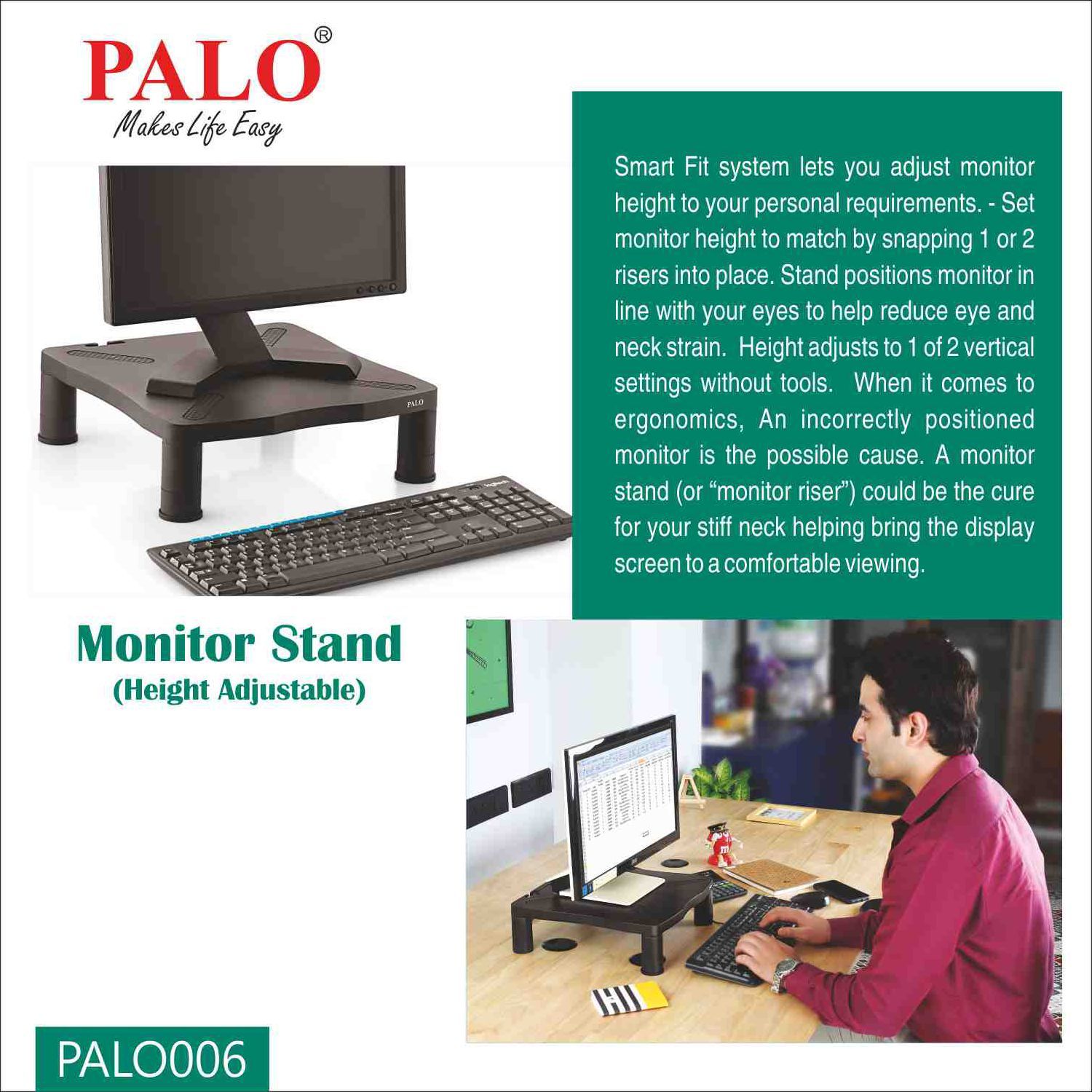 PALO PALO006 Monitor Stand For Monitor and Printer (Adjustable Height, Kanfa263, Black)_11