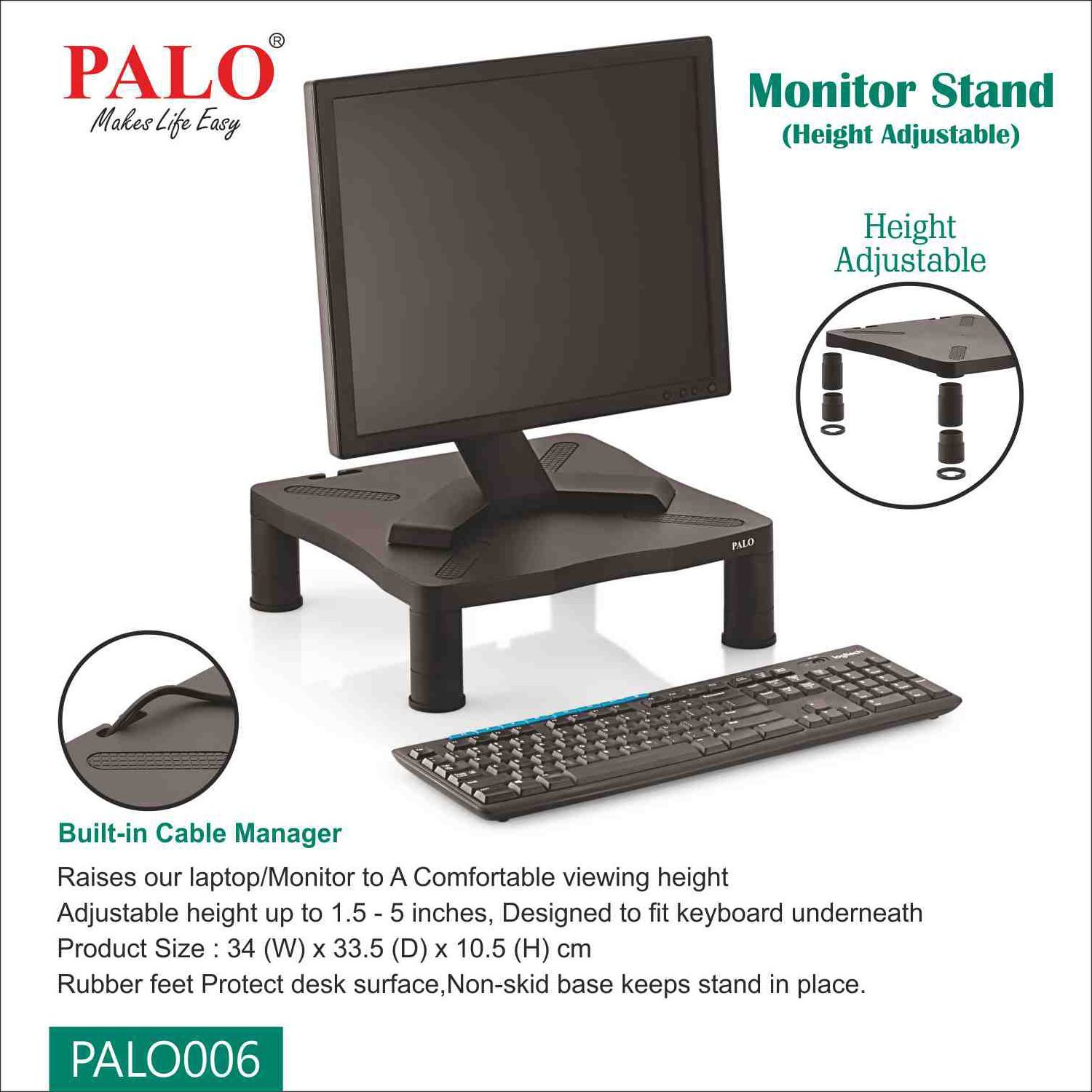 PALO PALO006 Monitor Stand For Monitor and Printer (Adjustable Height, Kanfa263, Black)_7