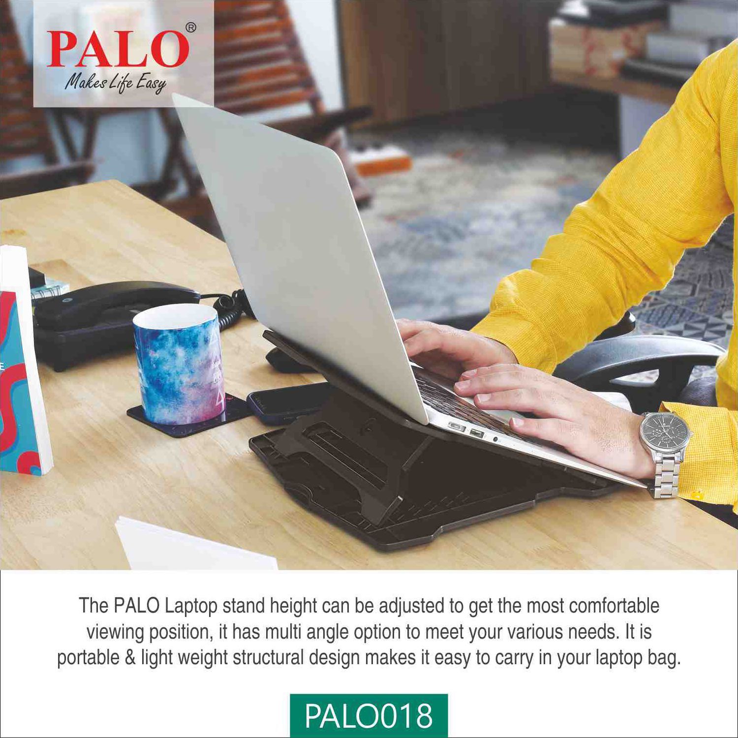 PALO PALO018 Laptop Stand For Laptop (Ergonomic Design, Black)_11
