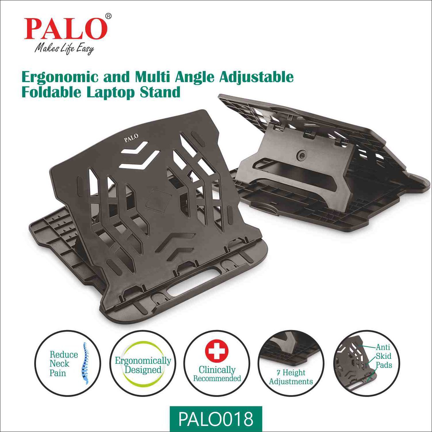 PALO PALO018 Laptop Stand For Laptop (Ergonomic Design, Black)_8