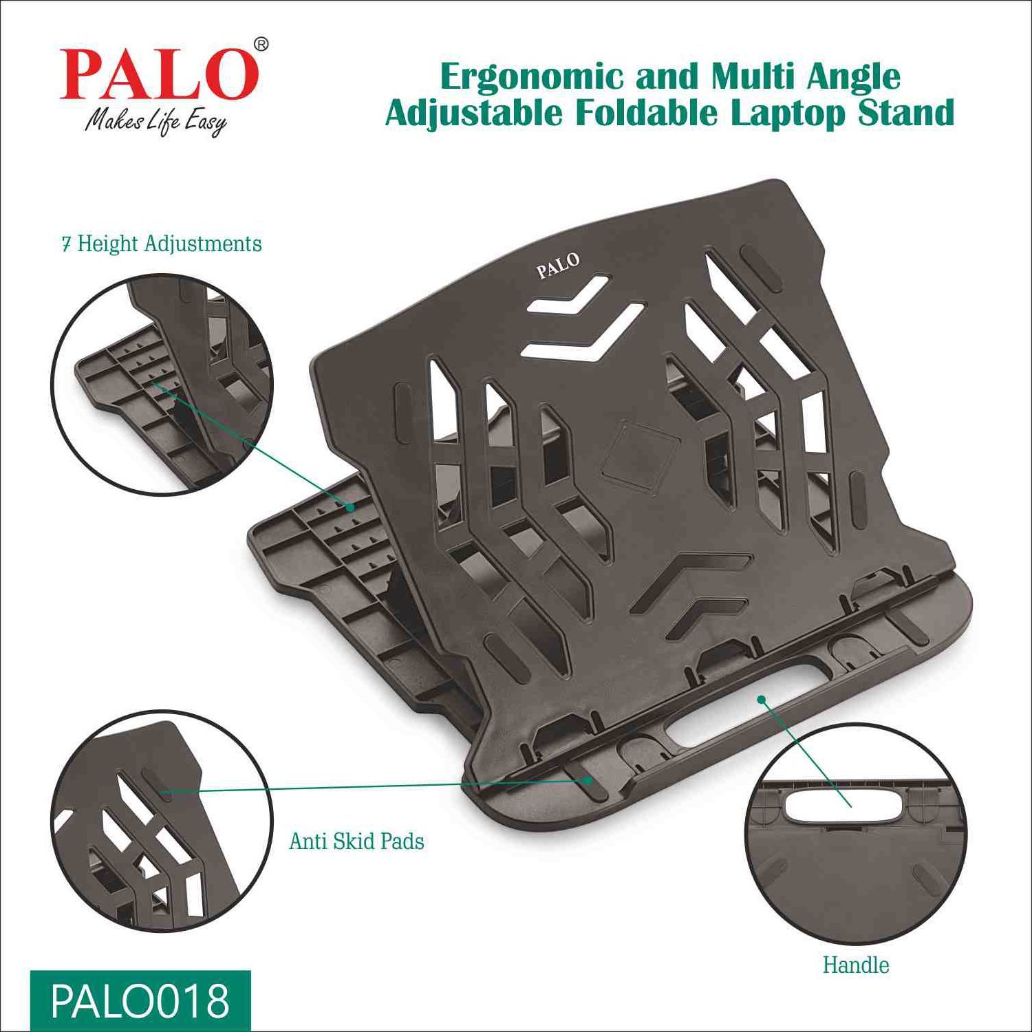 PALO PALO018 Laptop Stand For Laptop (Ergonomic Design, Black)_9