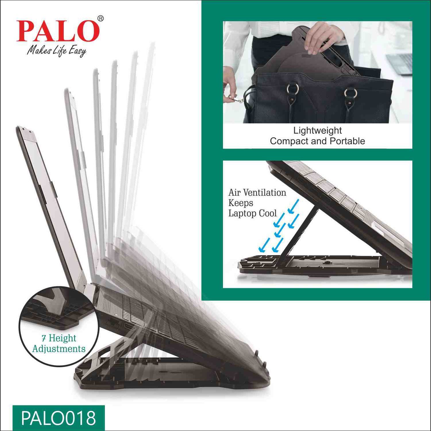 PALO PALO018 Laptop Stand For Laptop (Ergonomic Design, Black)_10