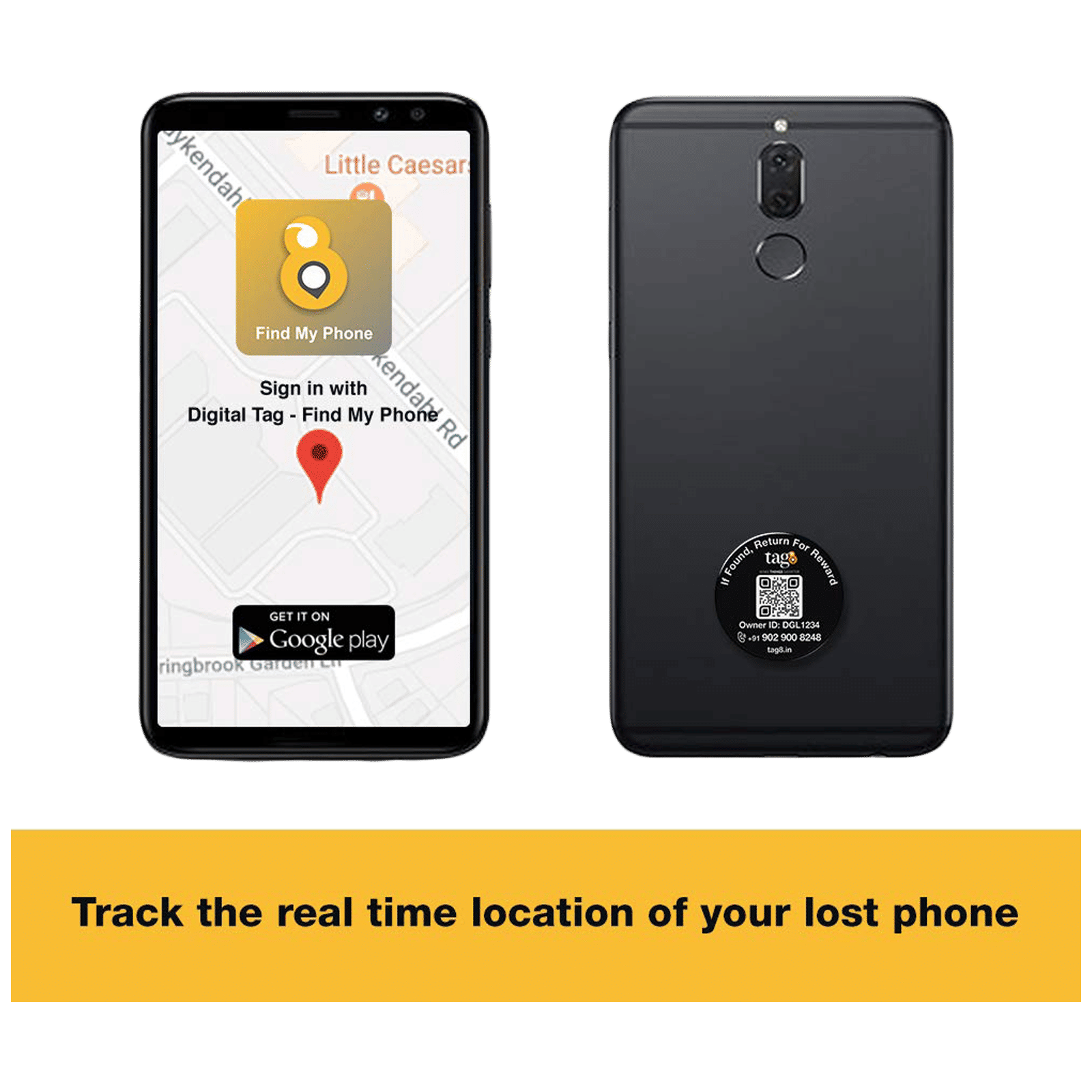 tag8 Digital Phone Recovery Tag (AI Enabled, 800020, Black)_3