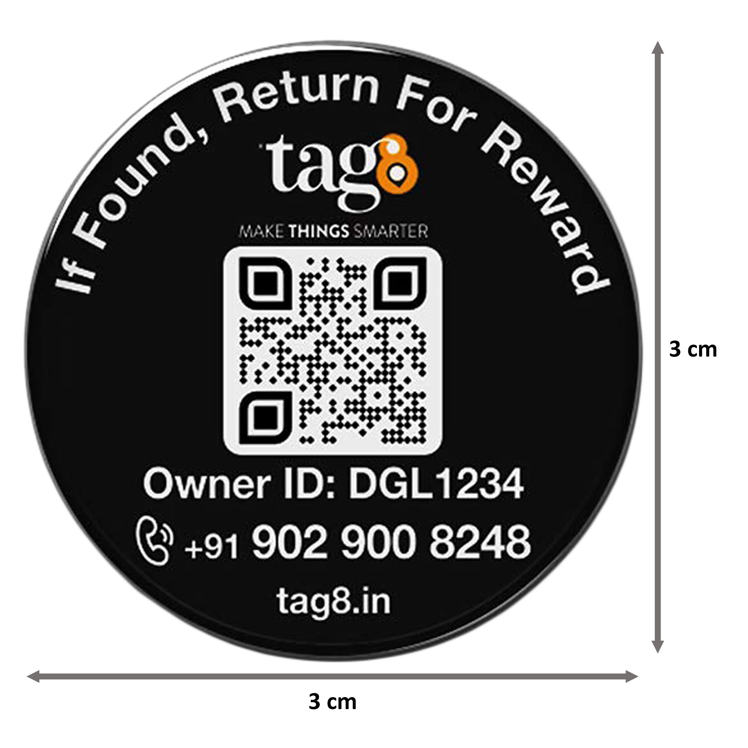 tag8 Digital Phone Recovery Tag (AI Enabled, 800020, Black)_2