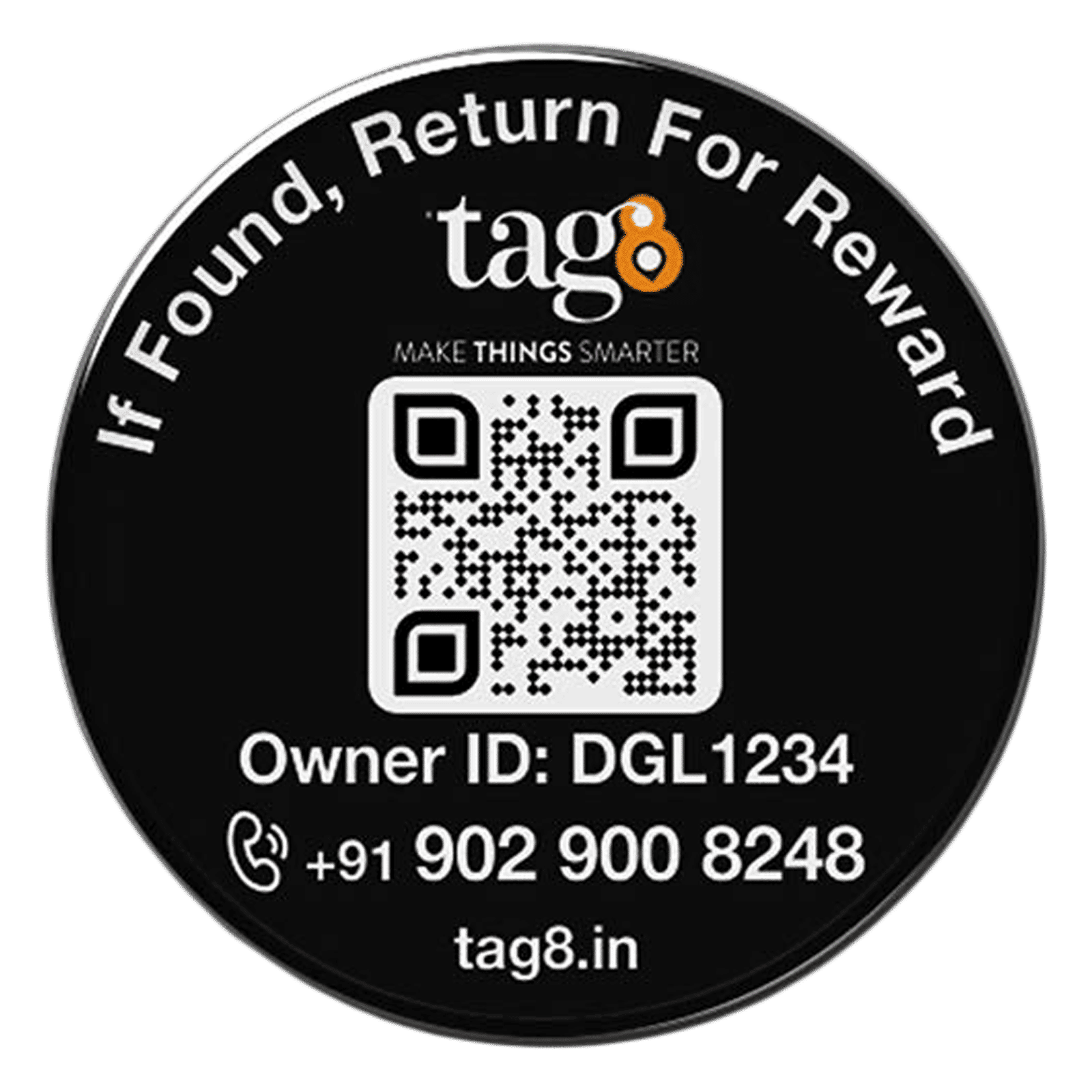 tag8 Digital Phone Recovery Tag (AI Enabled, 800020, Black)_1