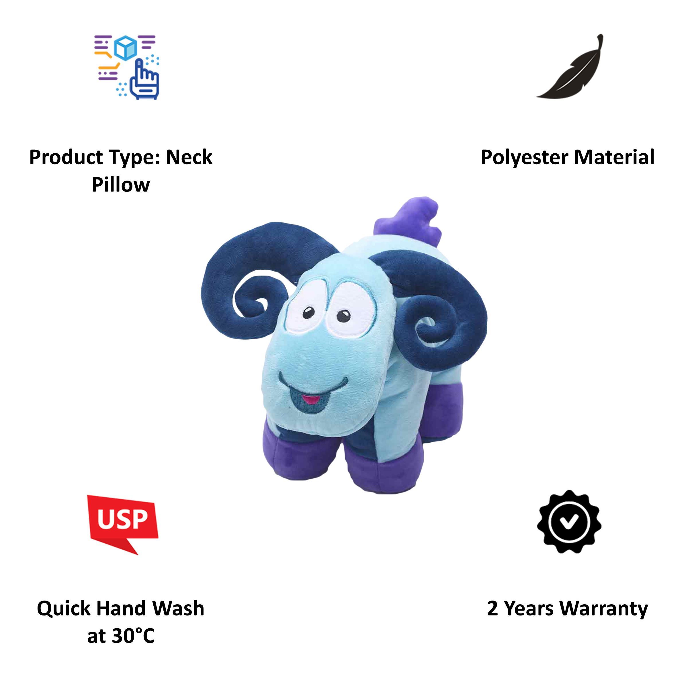 TRAVEL BLUE Sammy The Ram Polyester Neck Pillow (Soft and Comfortable, Multicolor)_4